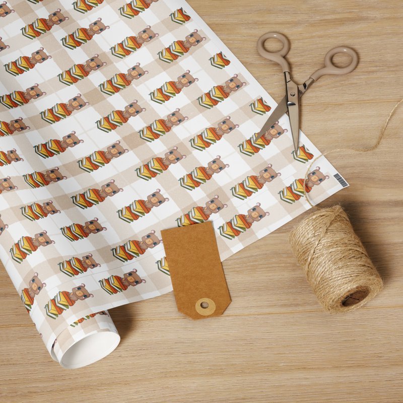 Wrapping paper roll Kawaii Capybara & Books