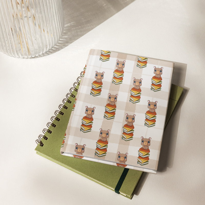 Kawaii Capybara and Books Hardcover Notebook
