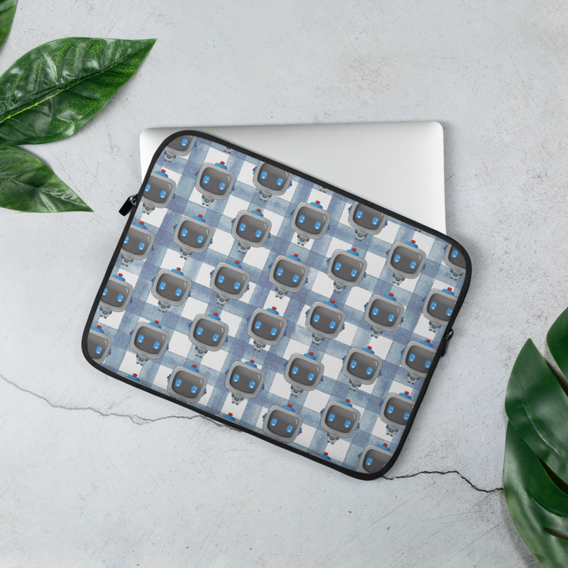 Kawaii Robot Pattern Laptop Sleeve
