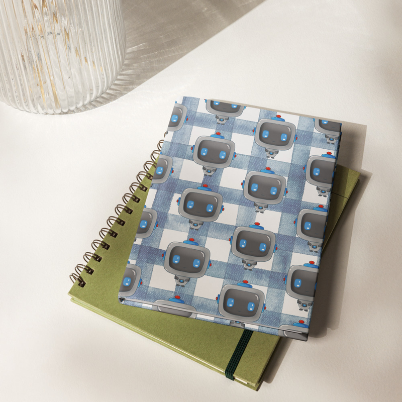 Kawaii Robot Pattern Hardcover Notebook