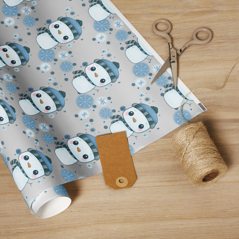 Kawaii Snowman Wrapping Paper