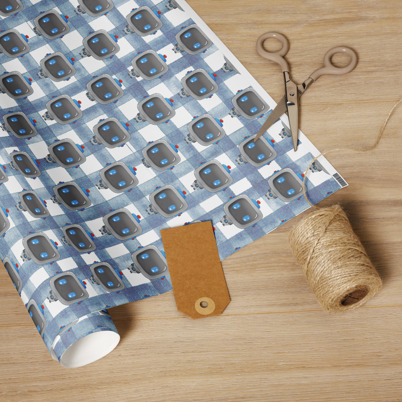 Robot-themed wrapping paper