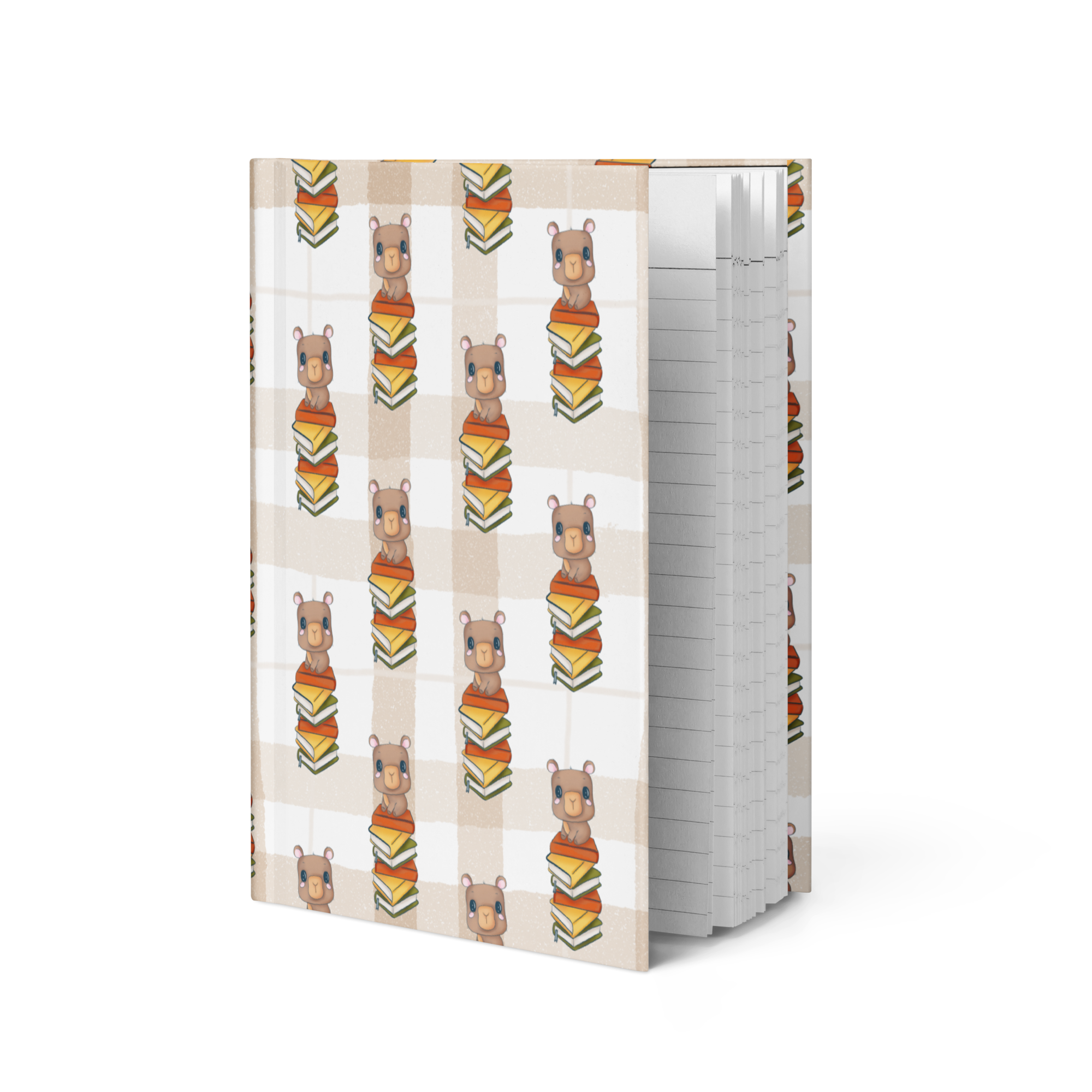 Kawaii Capybara and Books Hardcover Notebook