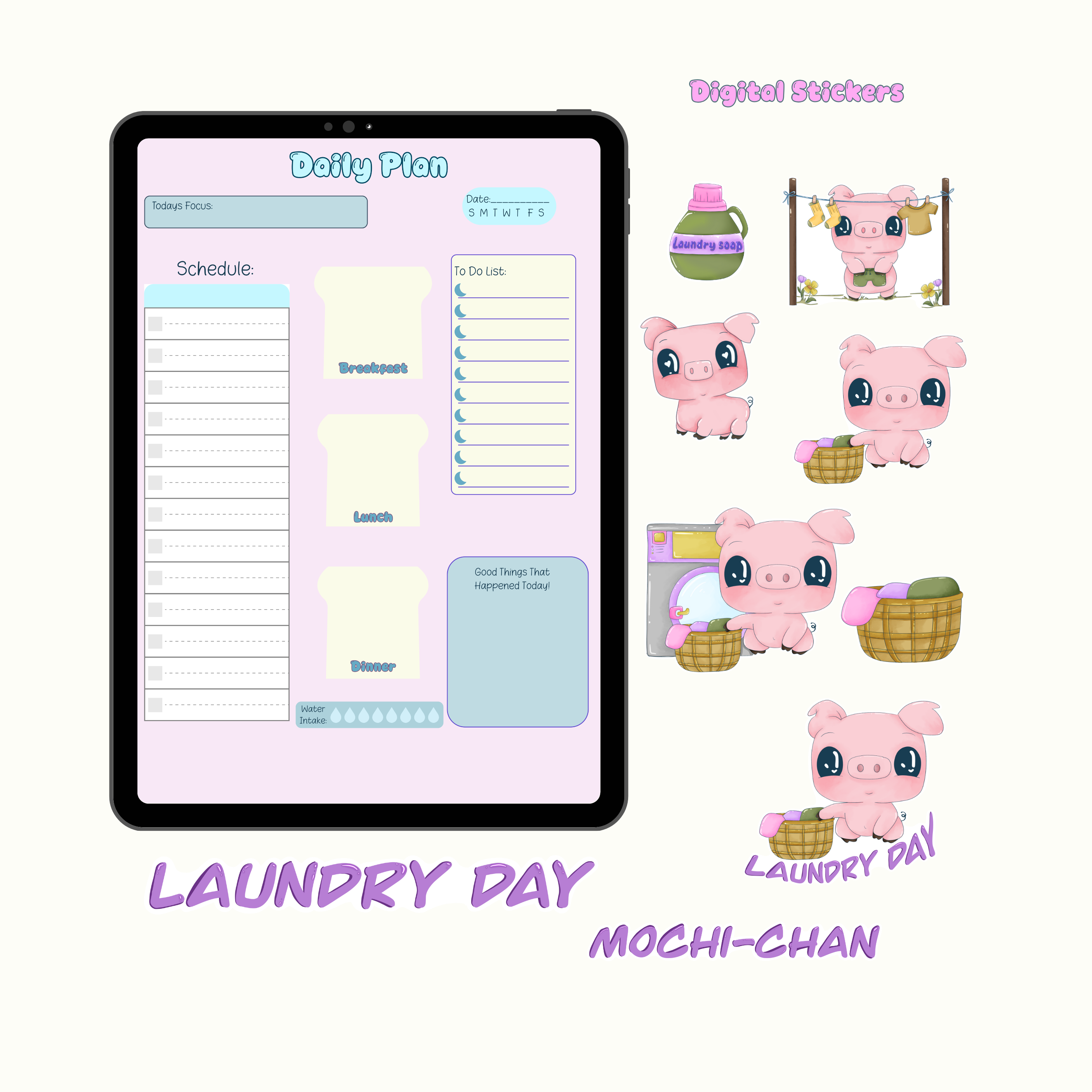 Mochi-Chan Laundry Day Digital Stickers