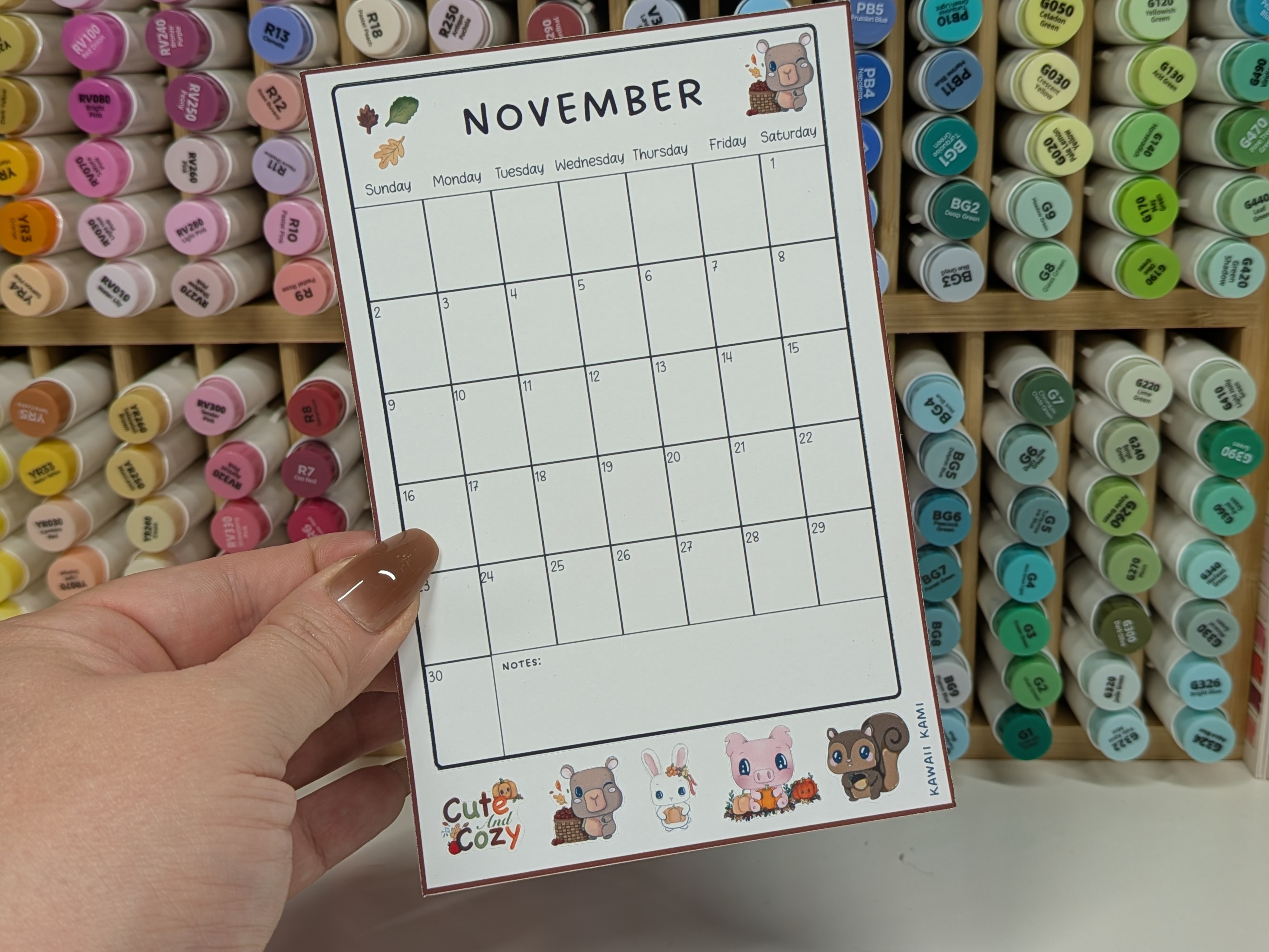 November Cute & Cozy Calendar Page Sticker Sheet 