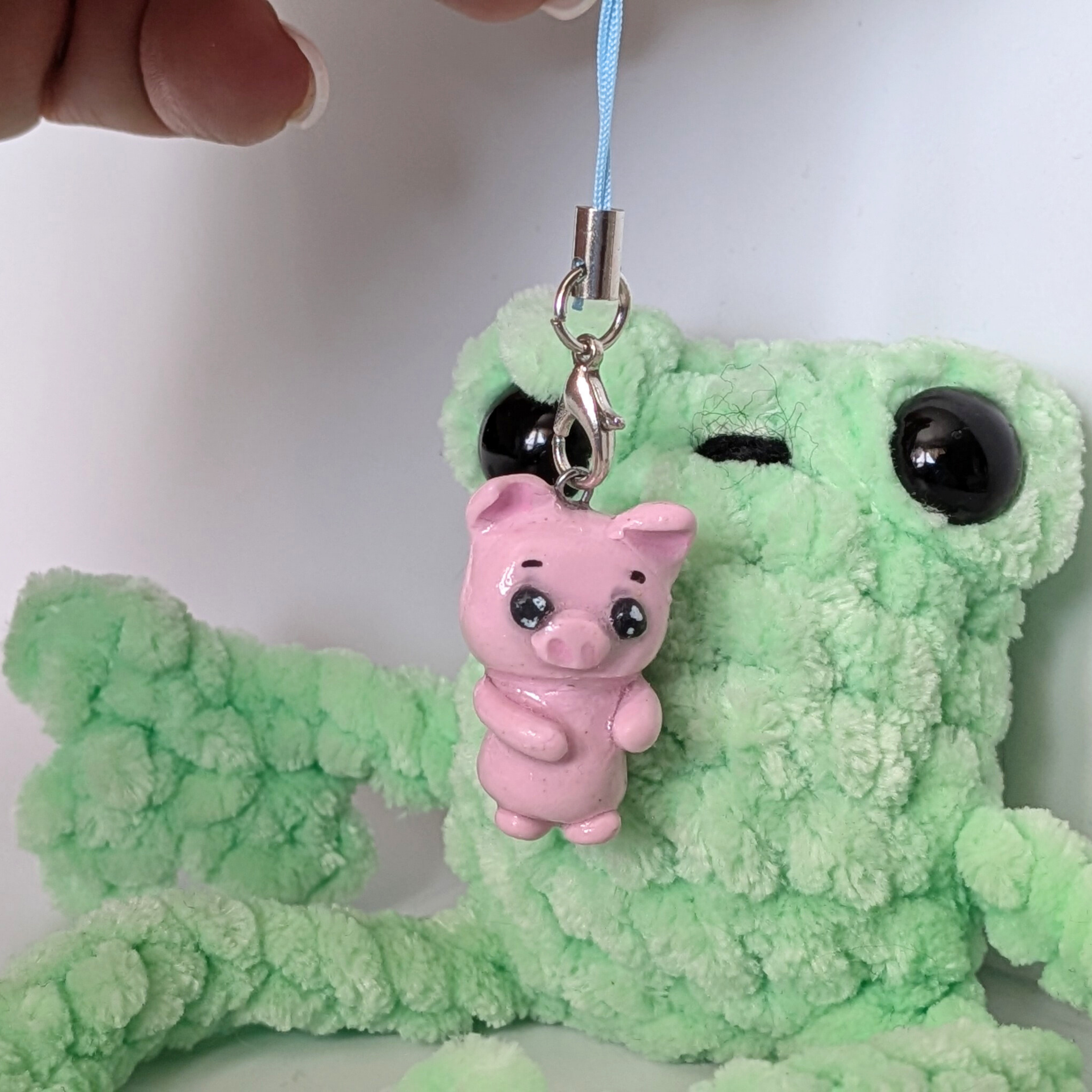 Clay Kawaii Pig Phone Charm