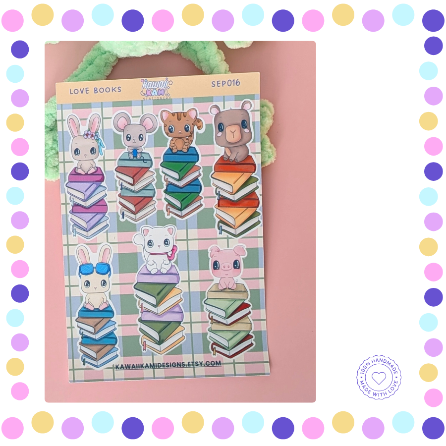 Cute Kawaii Character Book Sticker Sheet