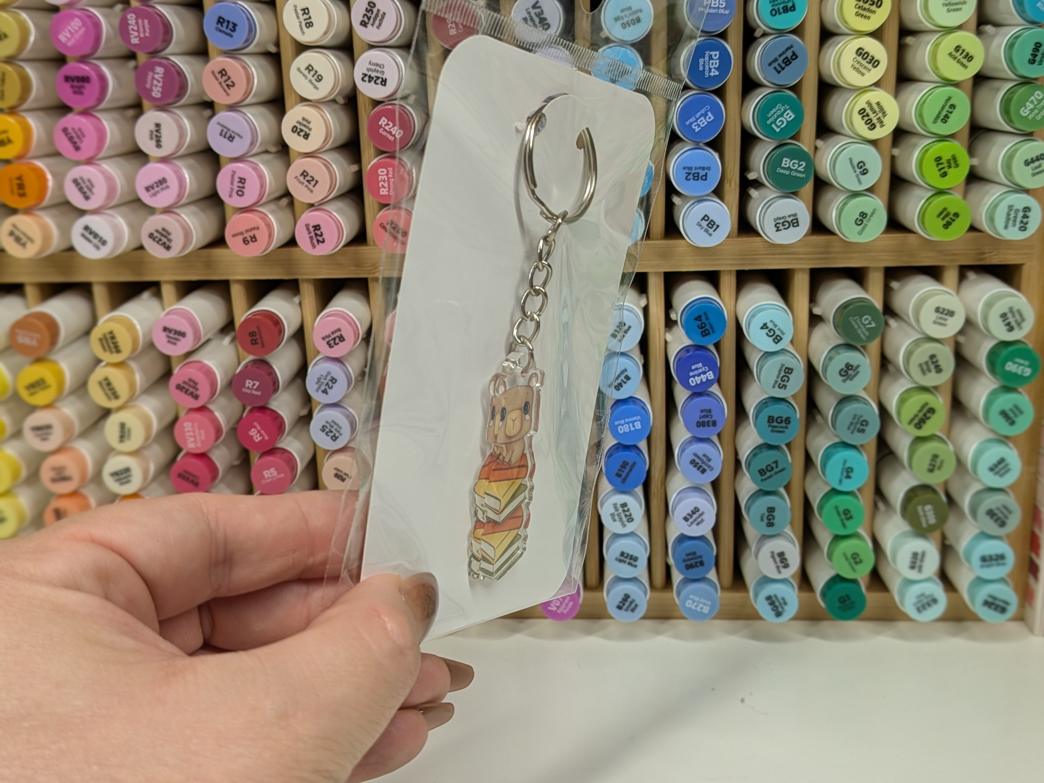 Capybara with Books Keychain