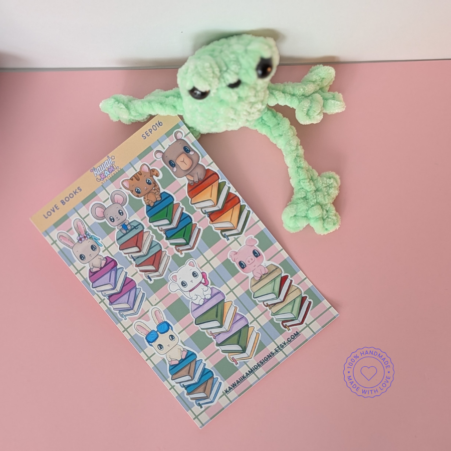 Cute Kawaii Character Book Sticker Sheet