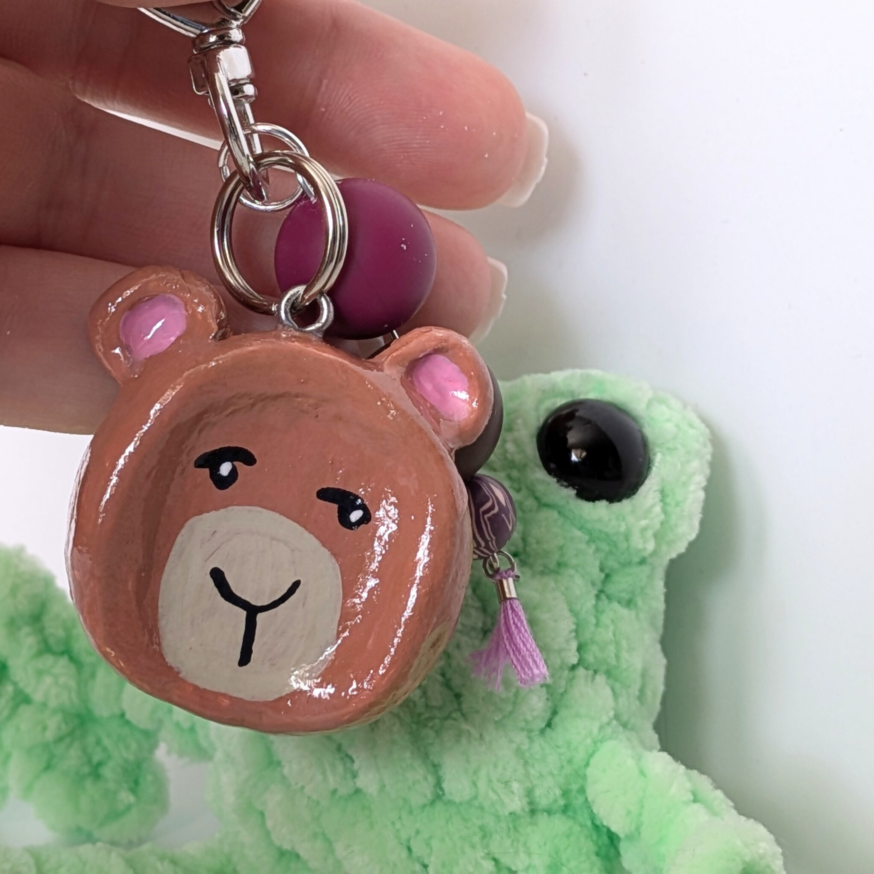 Handmade Capybara Worry Stone Keychain