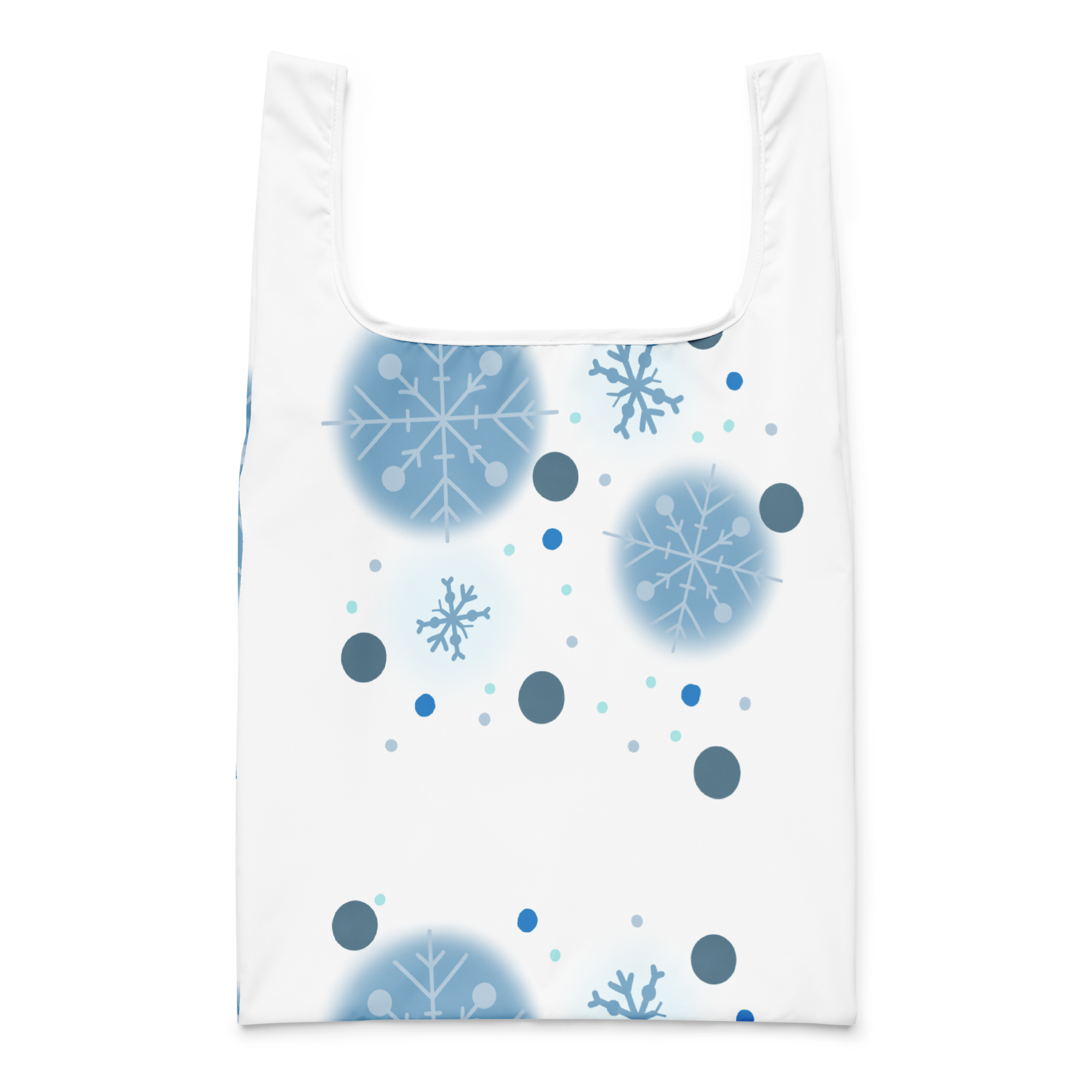 Reusable shopping bag with cute ice fishing cat design