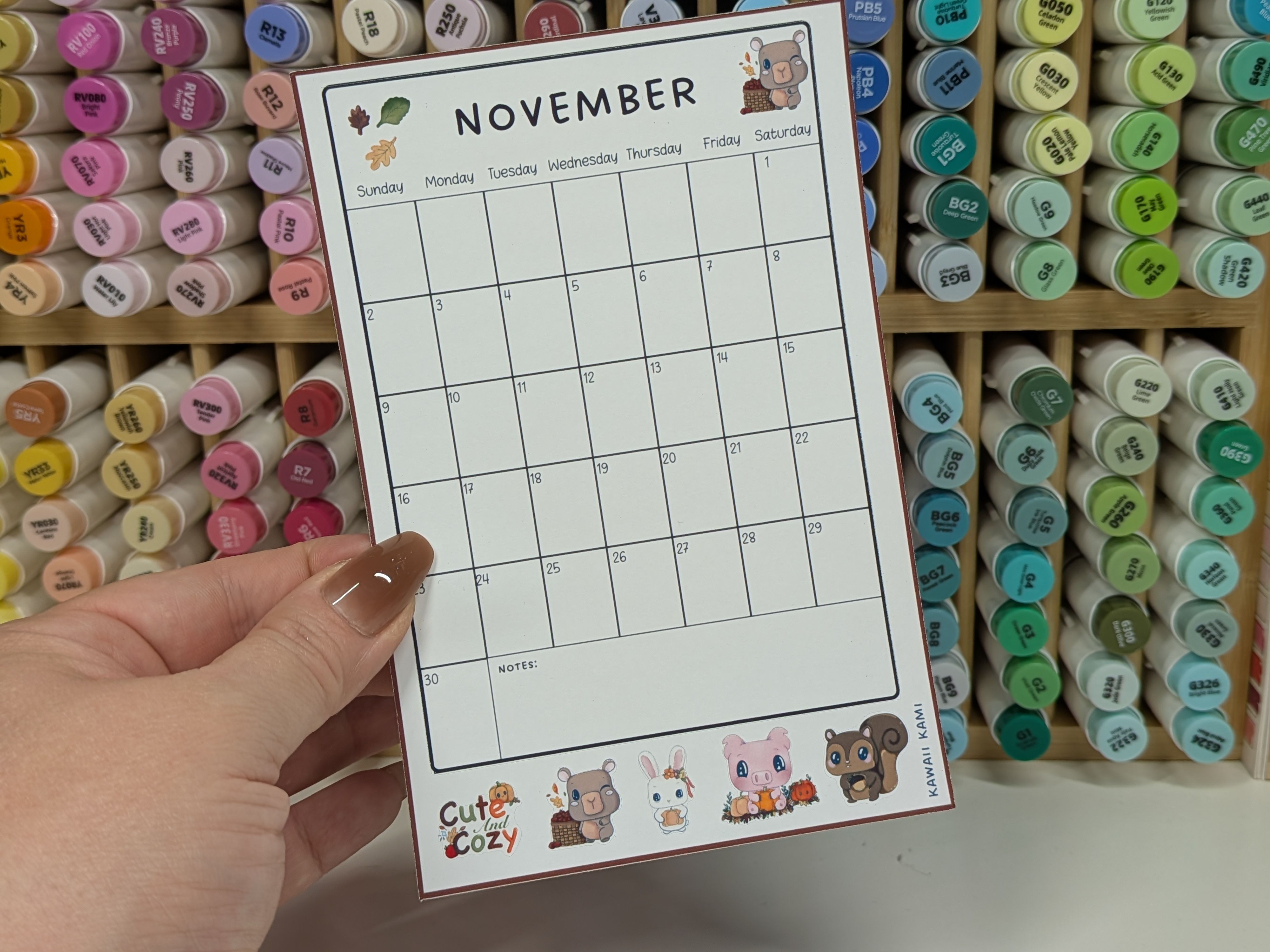 November Cute & Cozy Calendar Page Sticker Sheet 