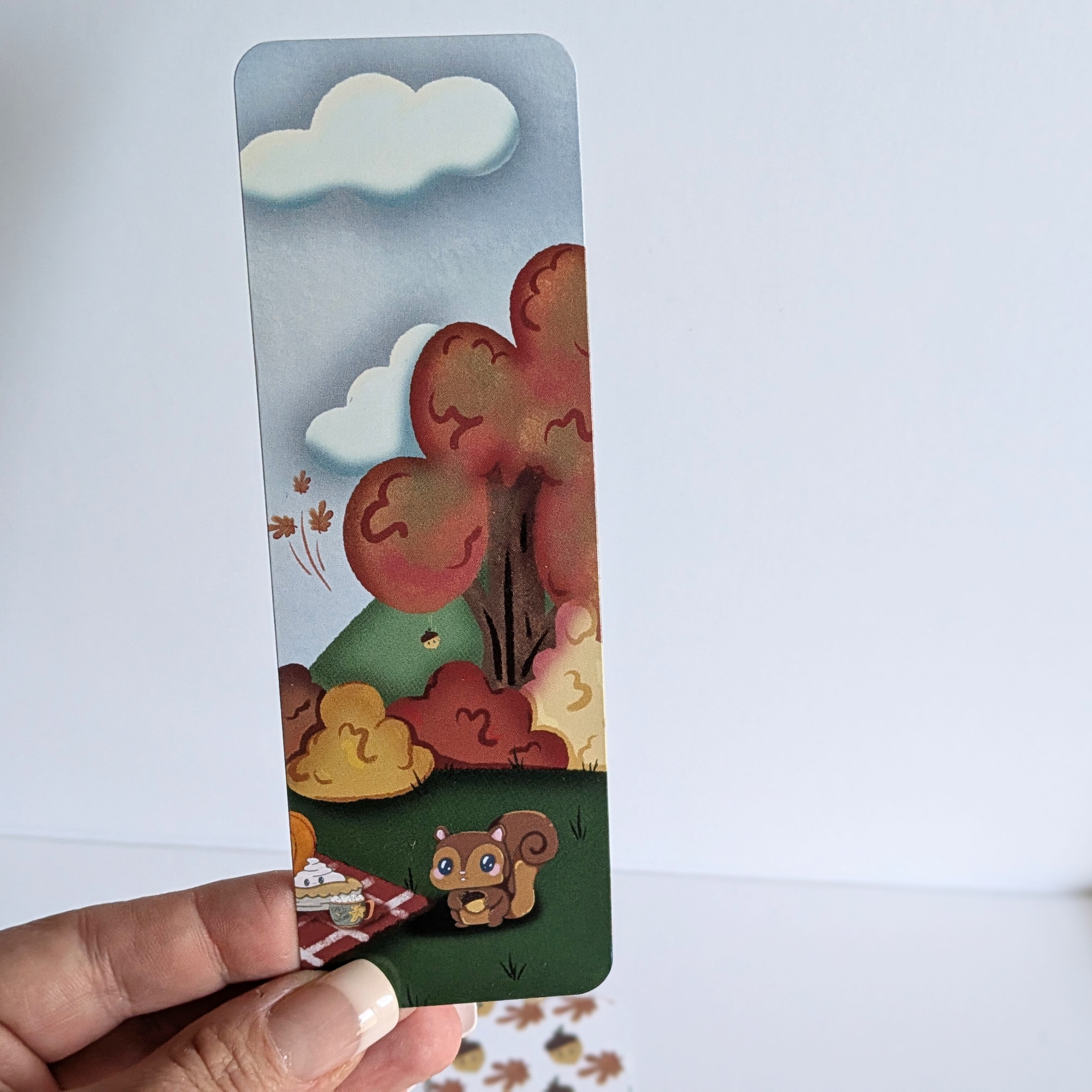 Autumn Picnic Squirrel Bookmark