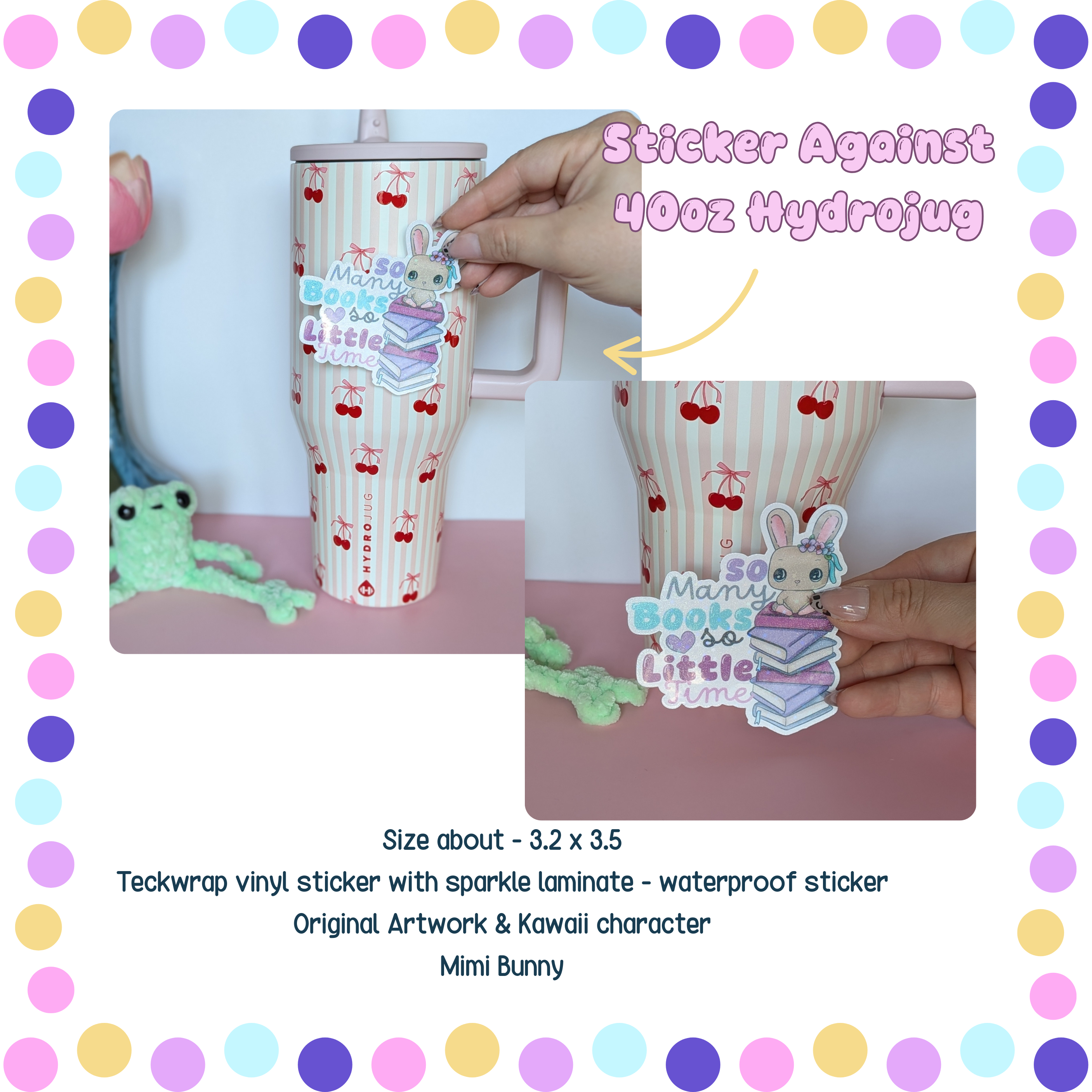 So Many Books So Little Time Kawaii Bunny Sticker