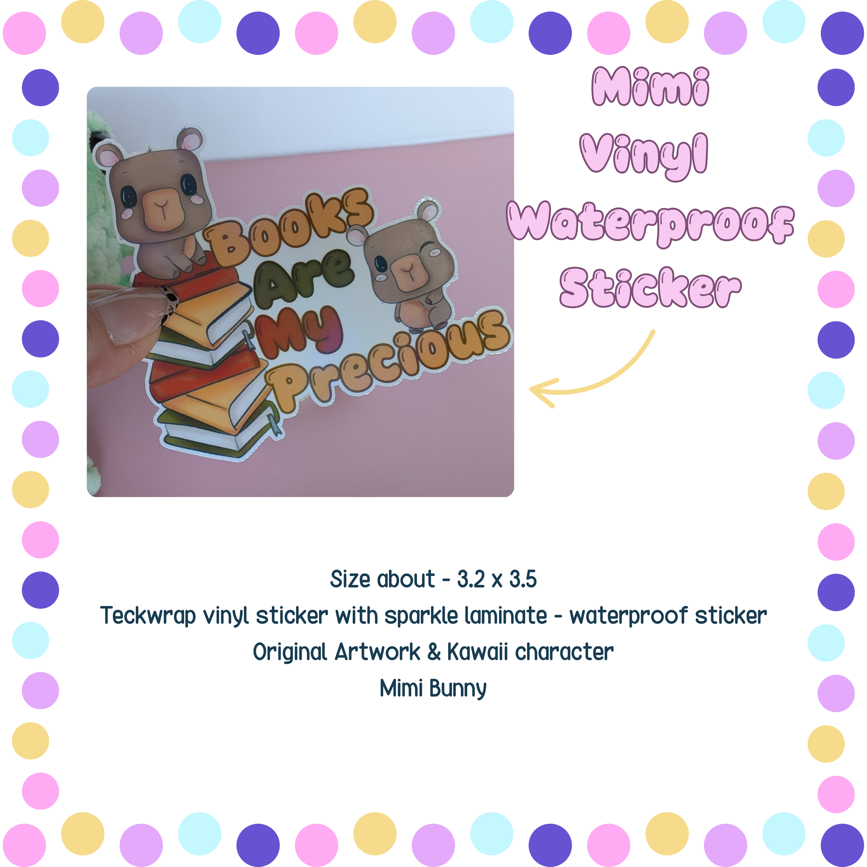 "Books Are My Precious" Kawaii Capybara Sticker