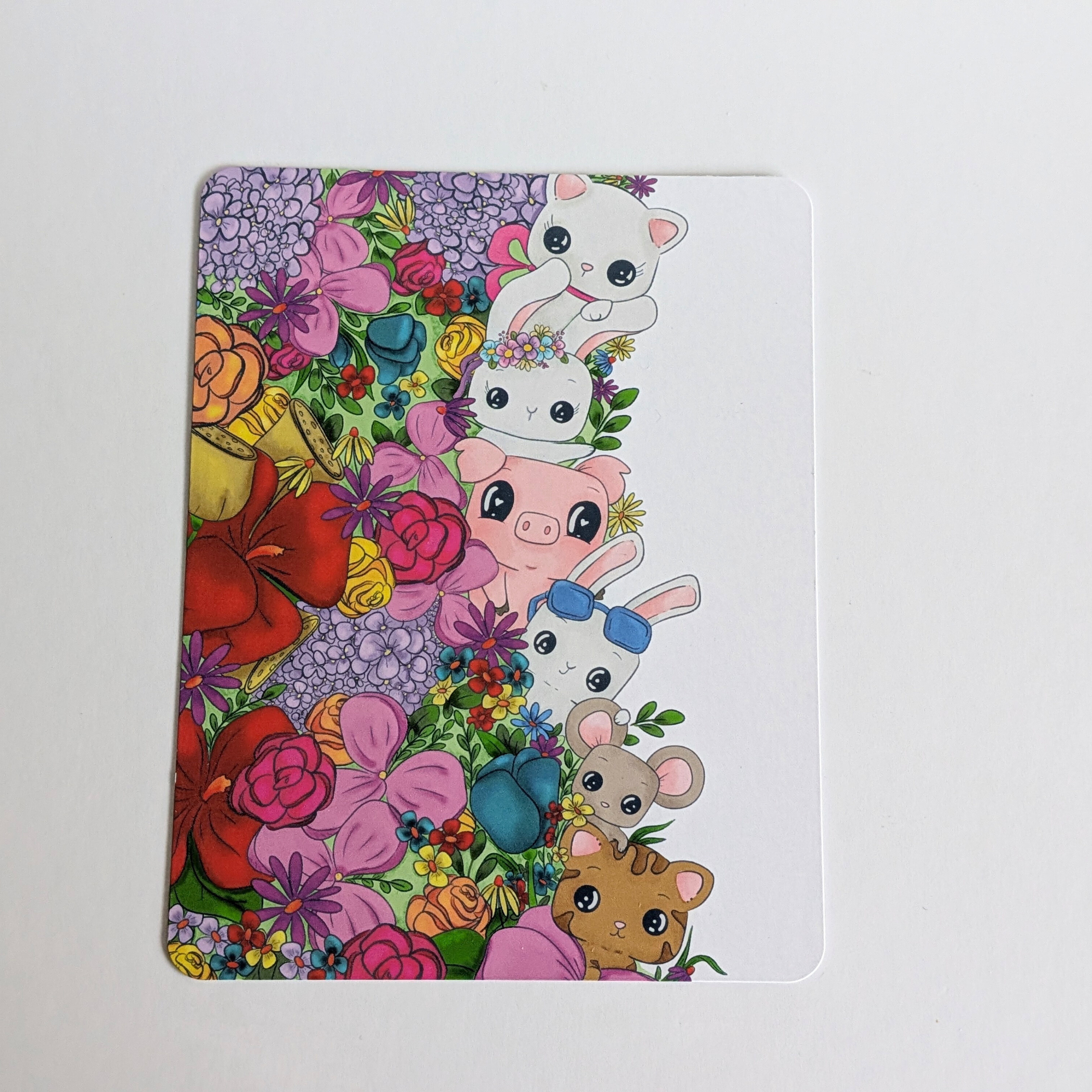 Cute Kawaii Animal Art Print Card