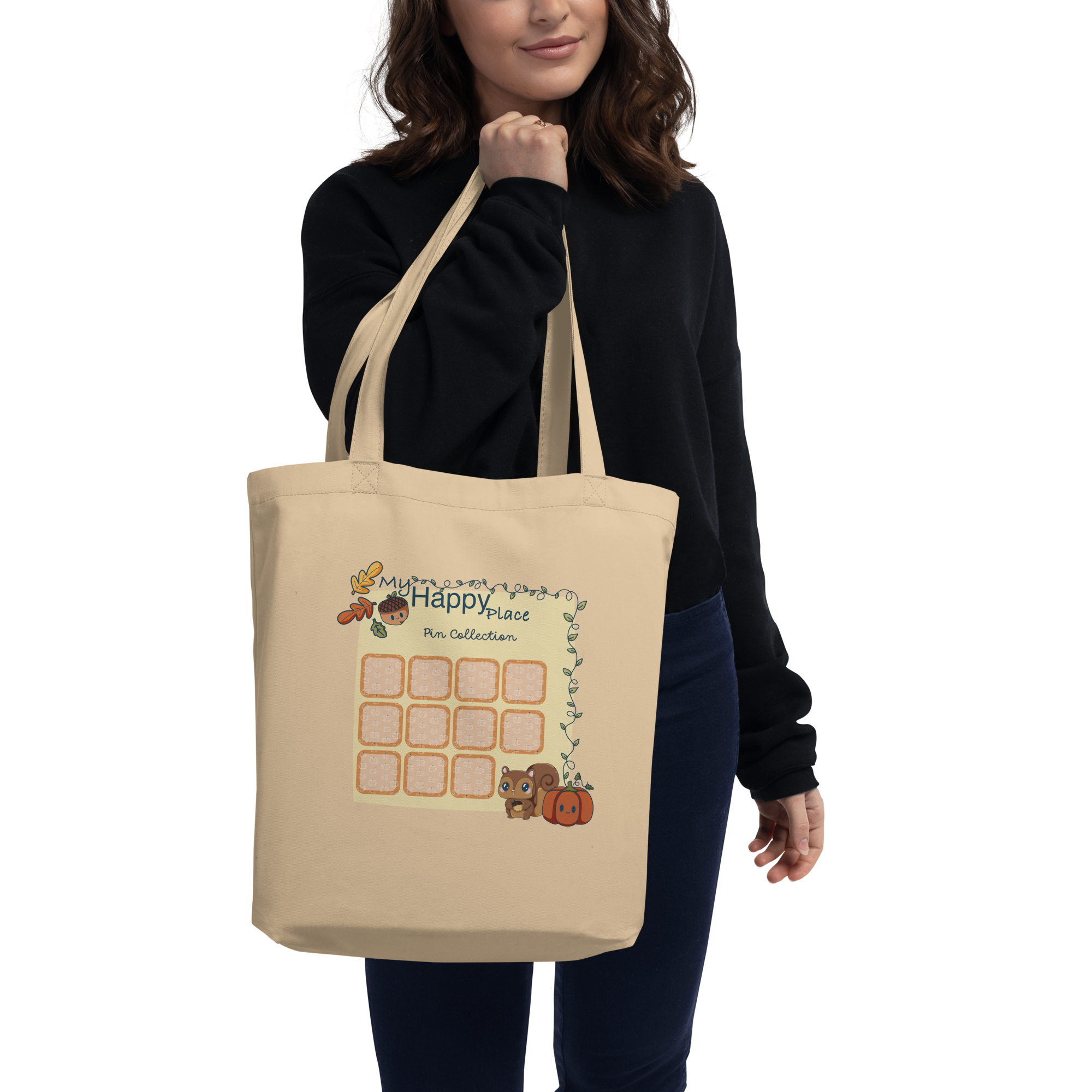 Eco Tote Bag Kawaii Autumn Pin Collecting