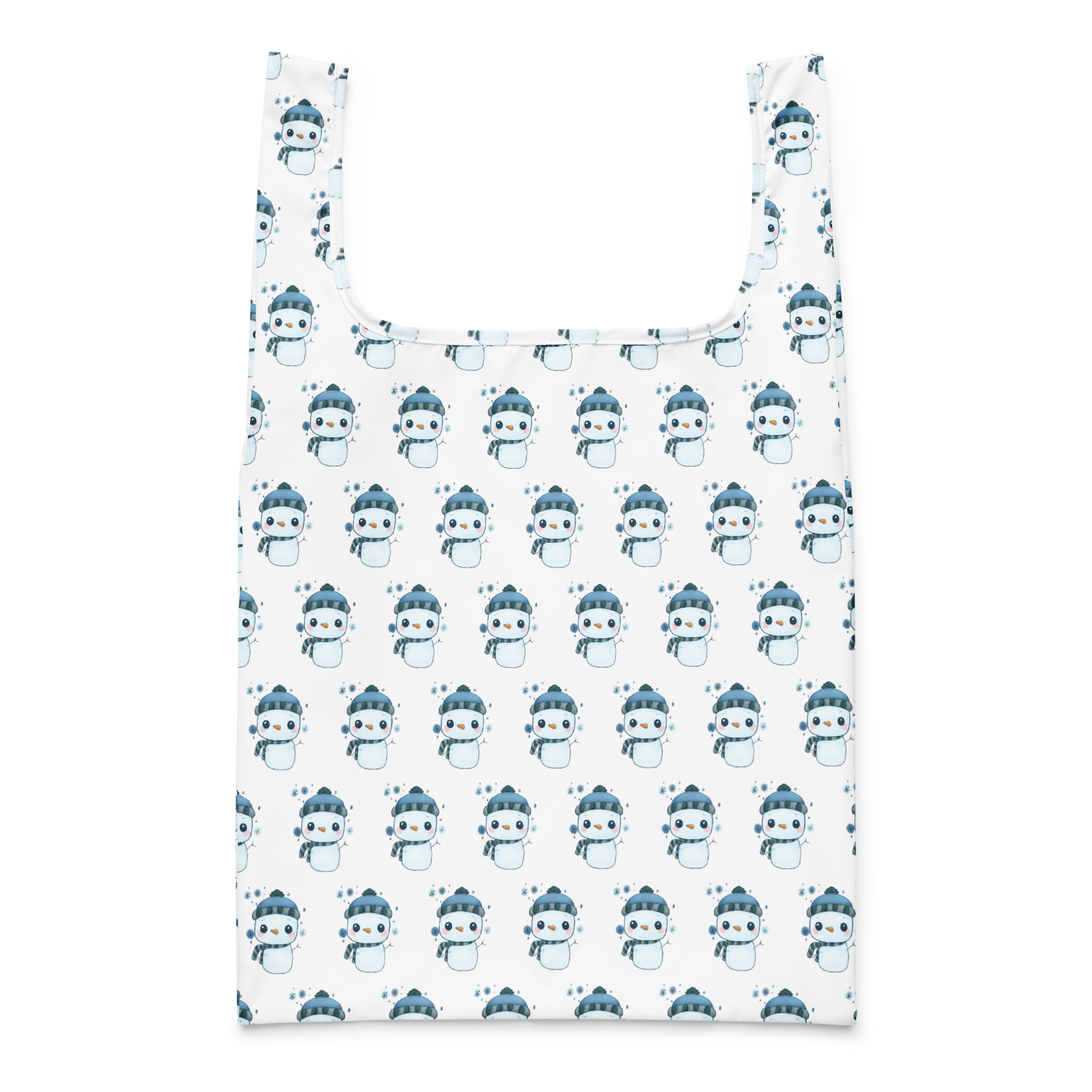 Reusable Tote Bag Kawaii Snowman Pattern