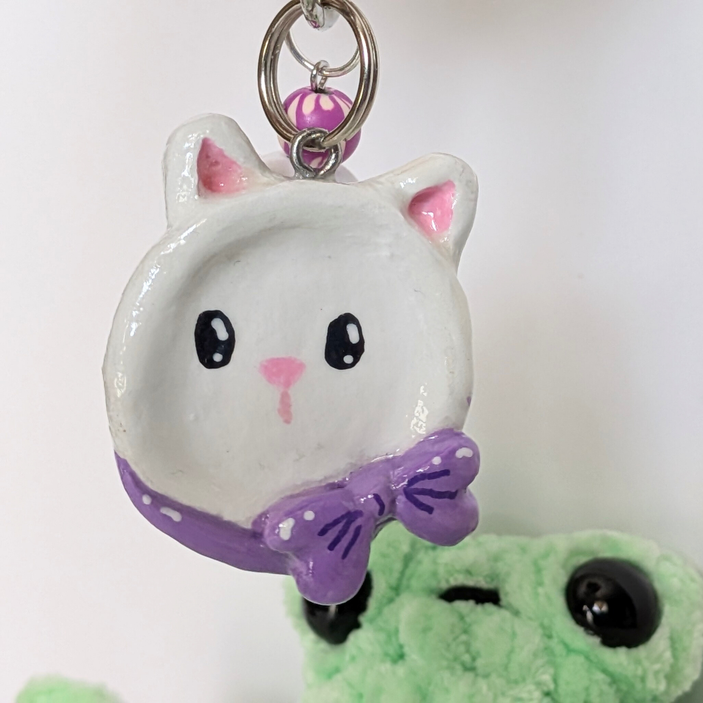 Handmade Cat Worry Stone Keychain