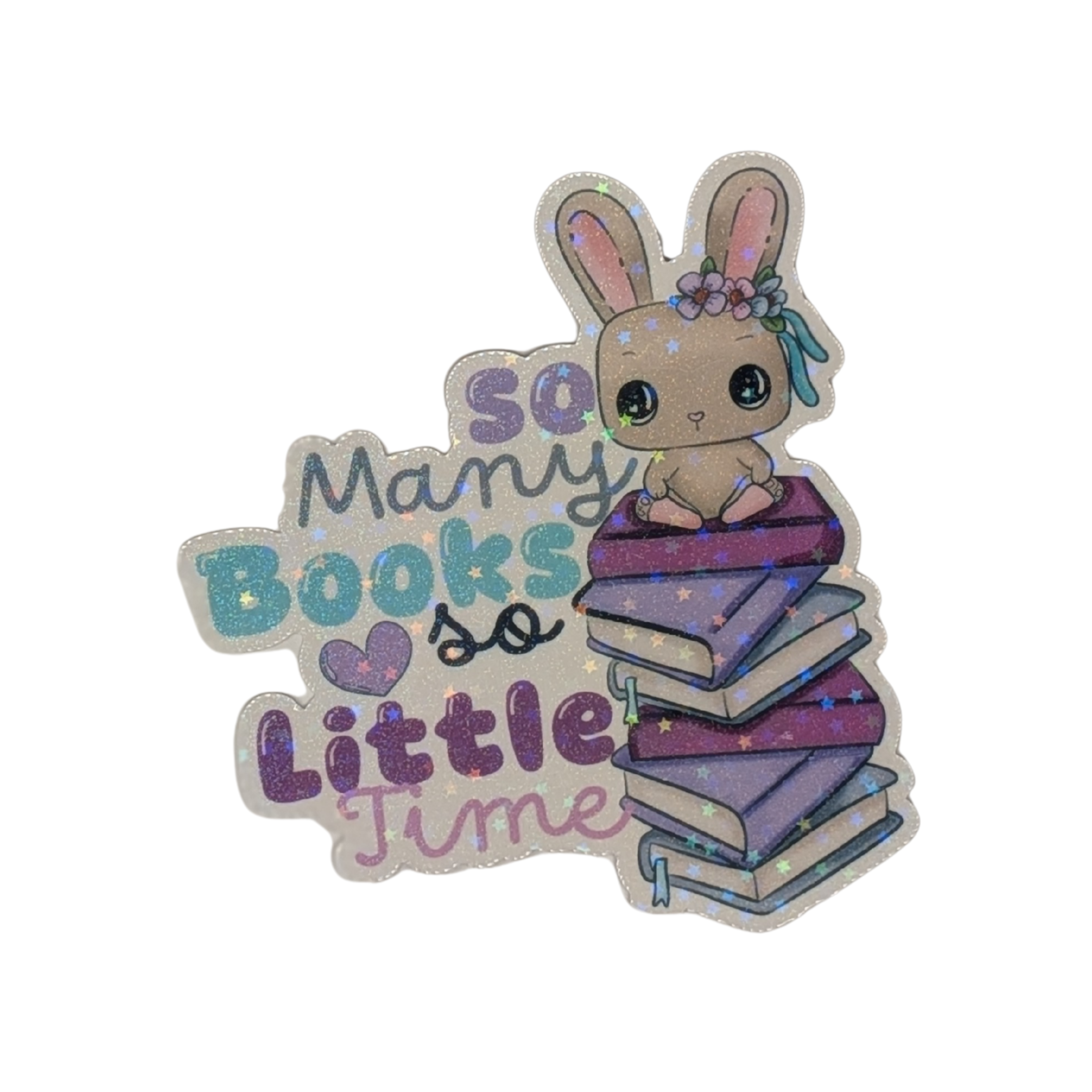 So Many Books So Little Time Kawaii Bunny Sticker