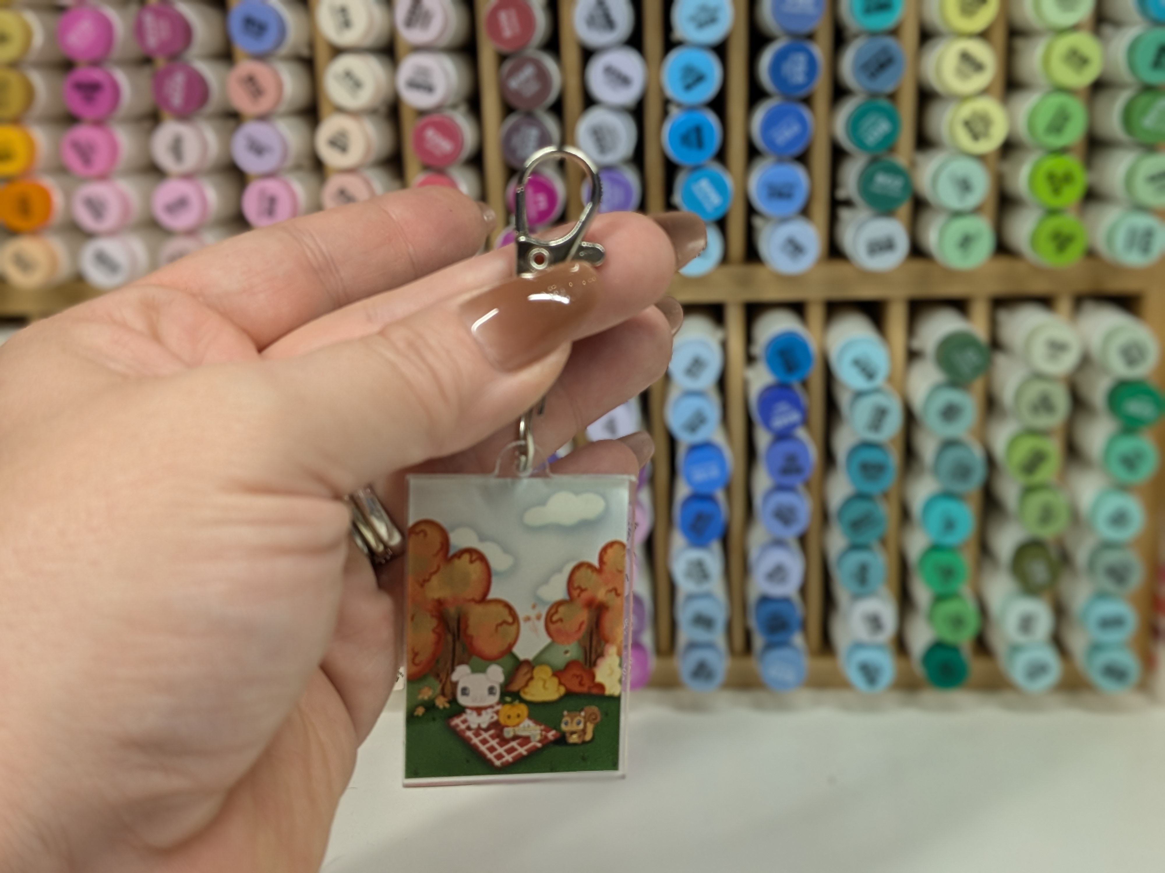 Autumn Picnic Pig Keychain