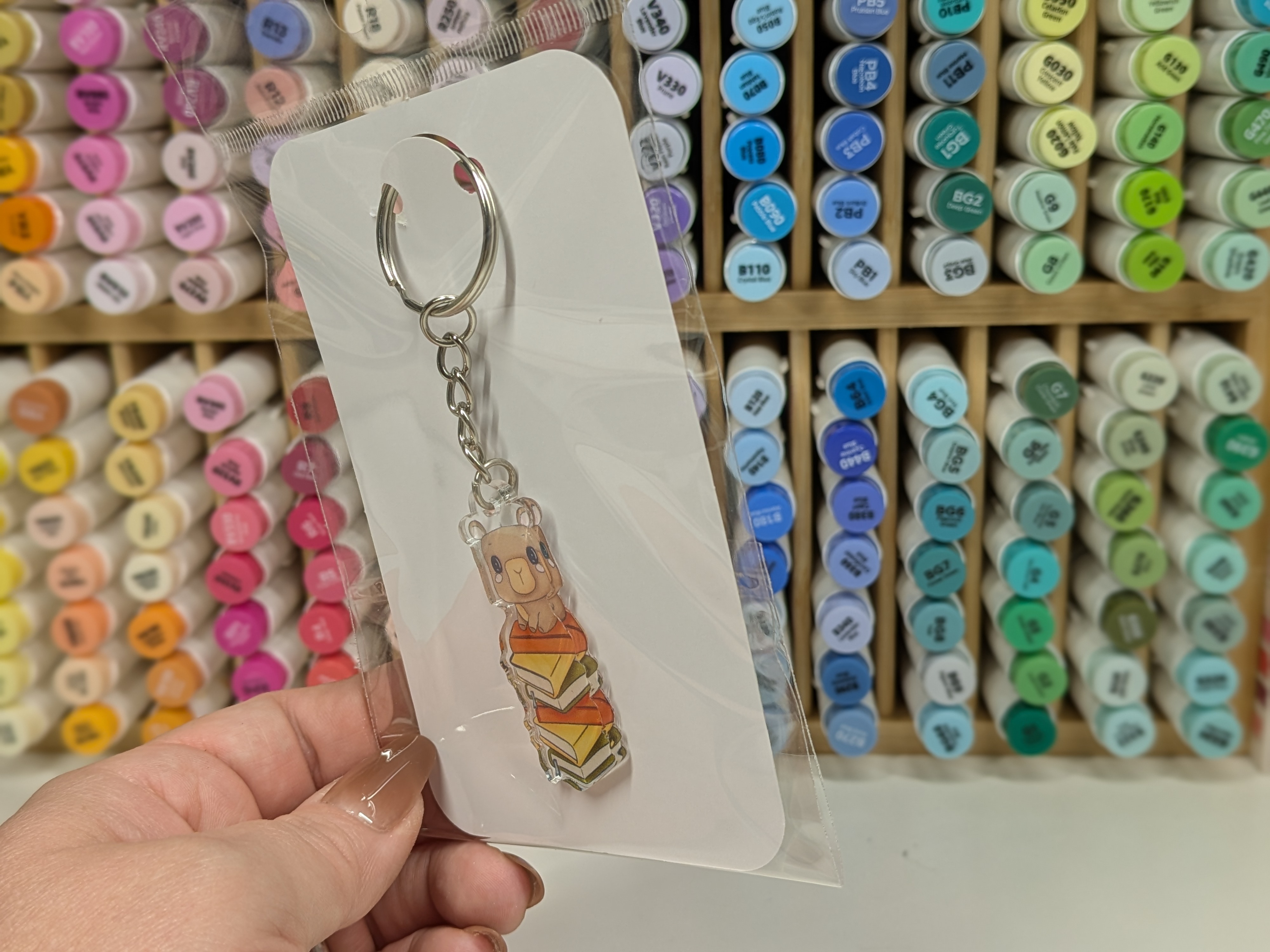 Capybara with Books Keychain