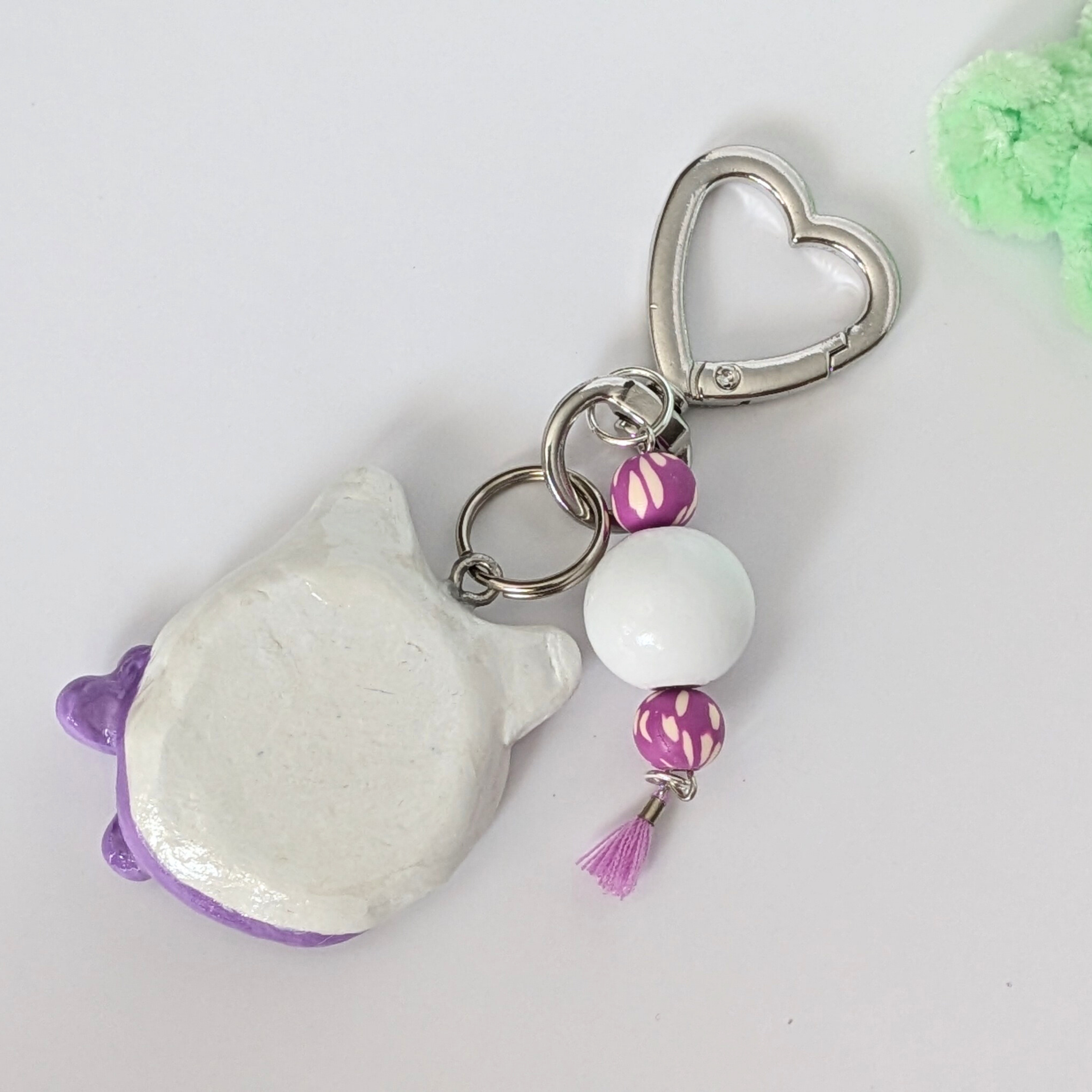 Handmade Cat Worry Stone Keychain