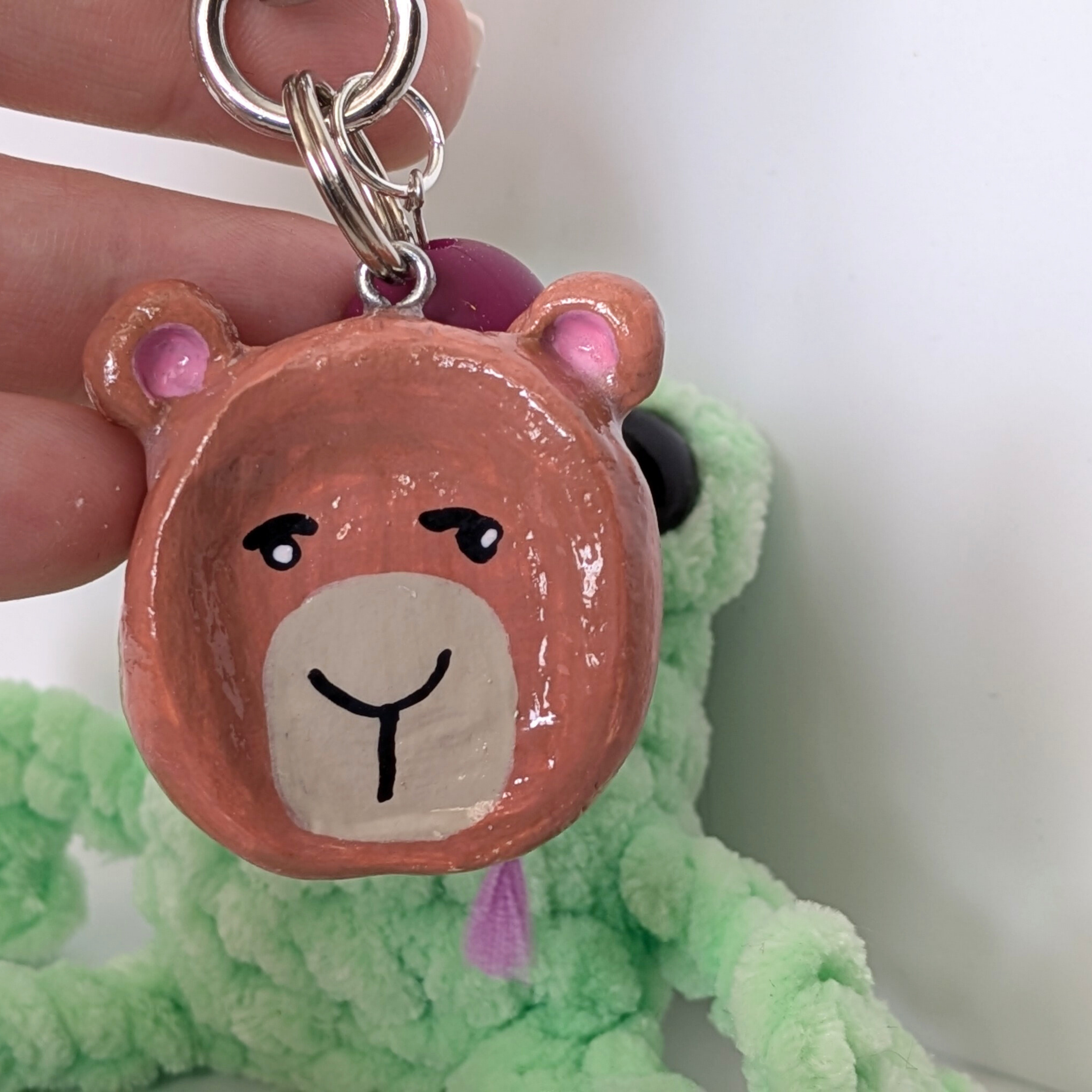 Handmade Capybara Worry Stone Keychain
