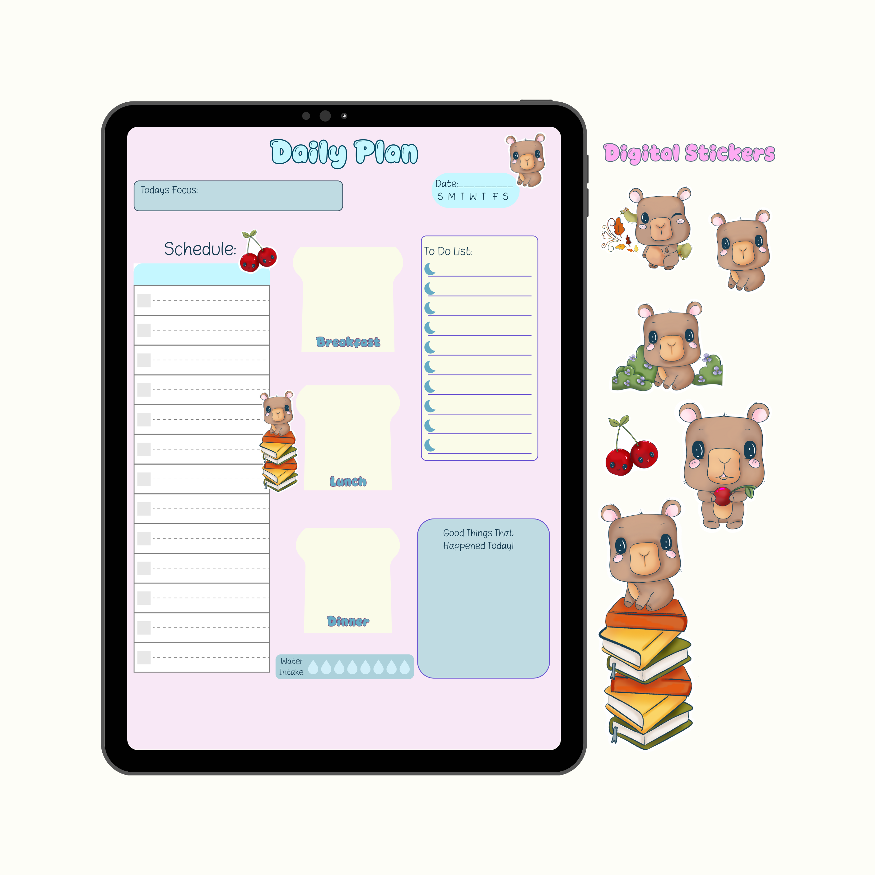 Capybara Digital Planner Stickers