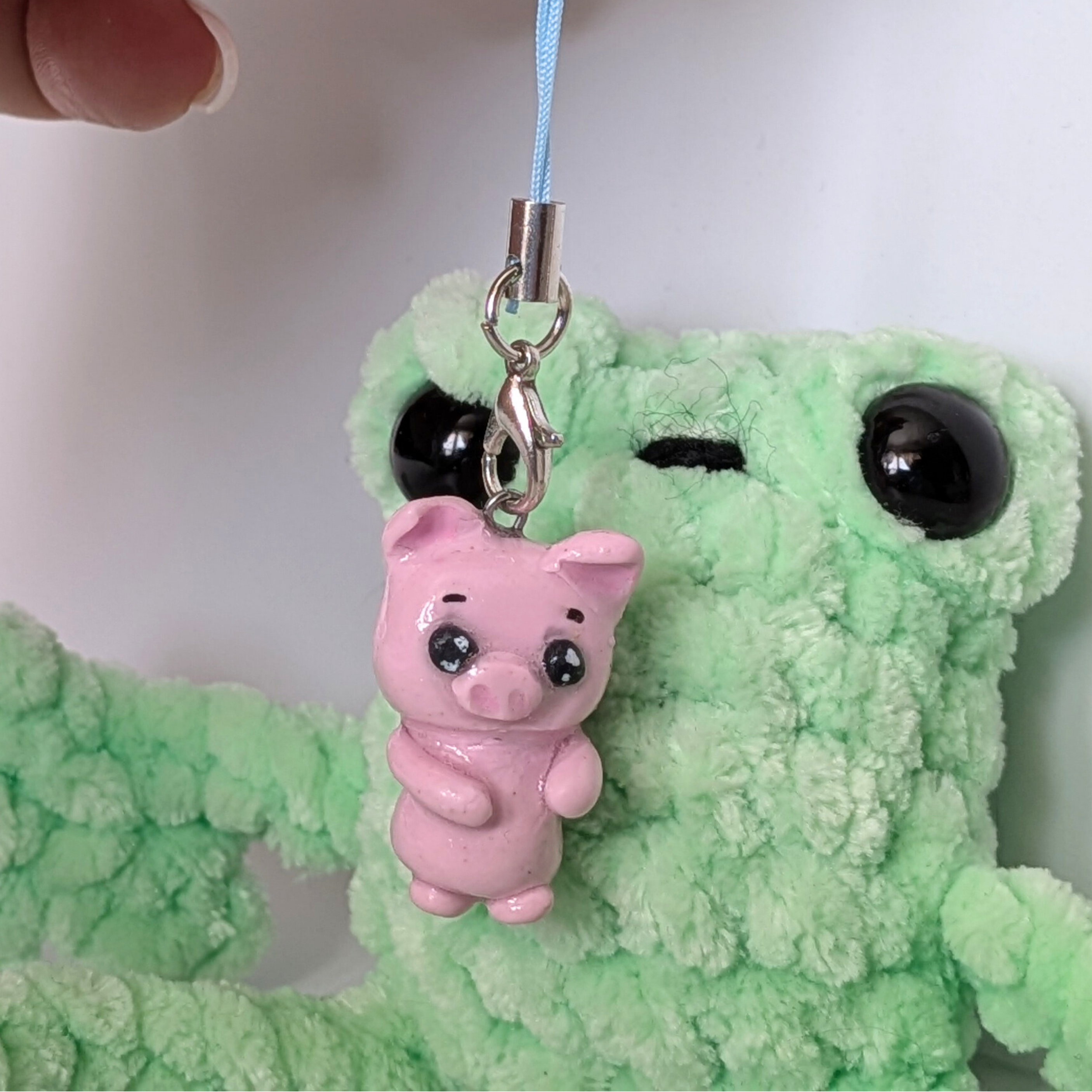 Clay Kawaii Pig Phone Charm