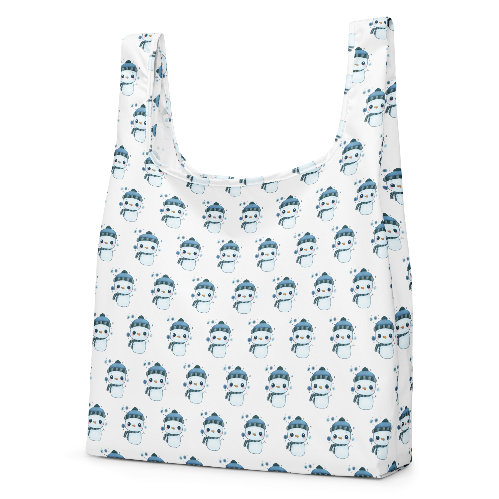 Reusable Tote Bag Kawaii Snowman Pattern