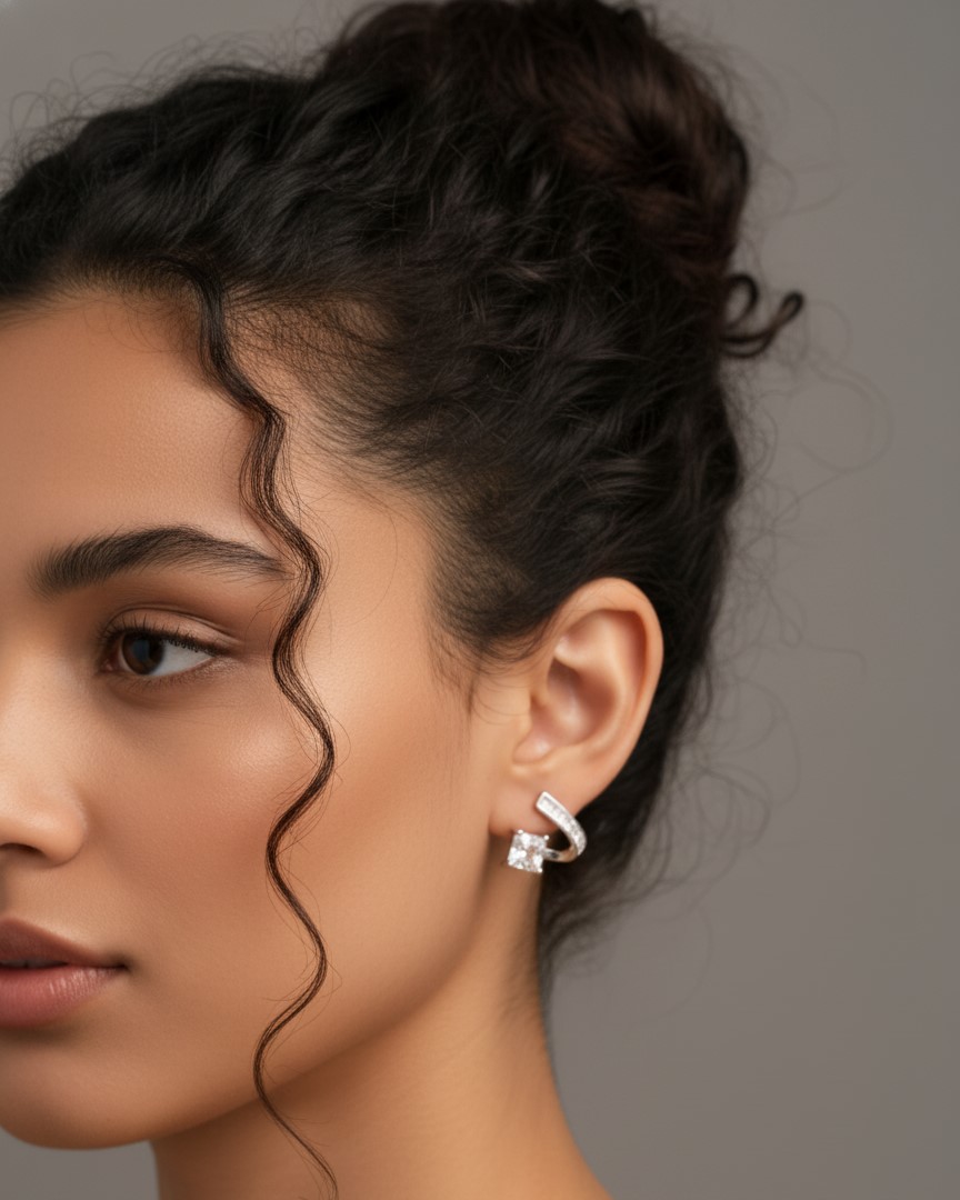 Silver Geometric Stud Earring