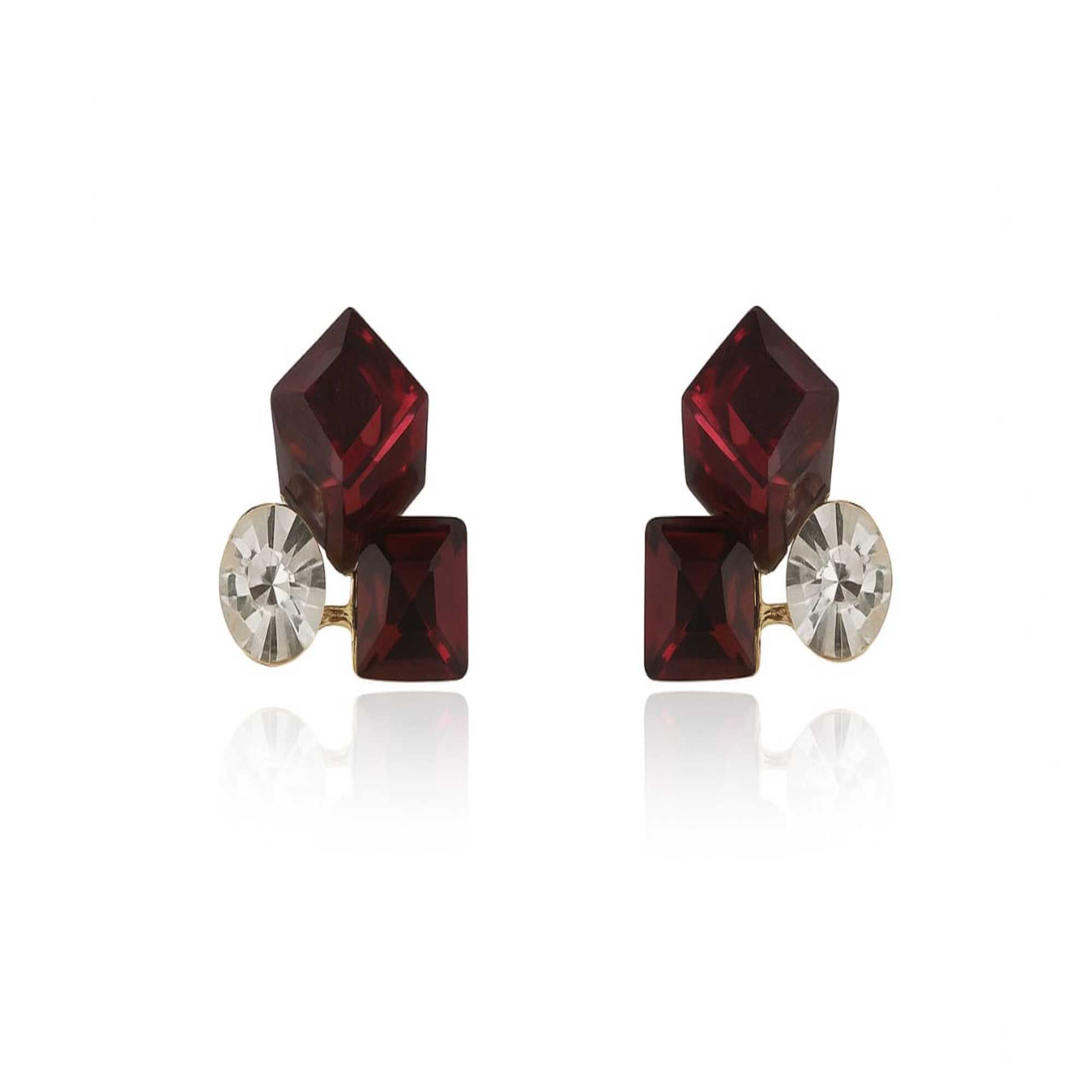 Elegant Ruby and Crystal Earrings (NX)
