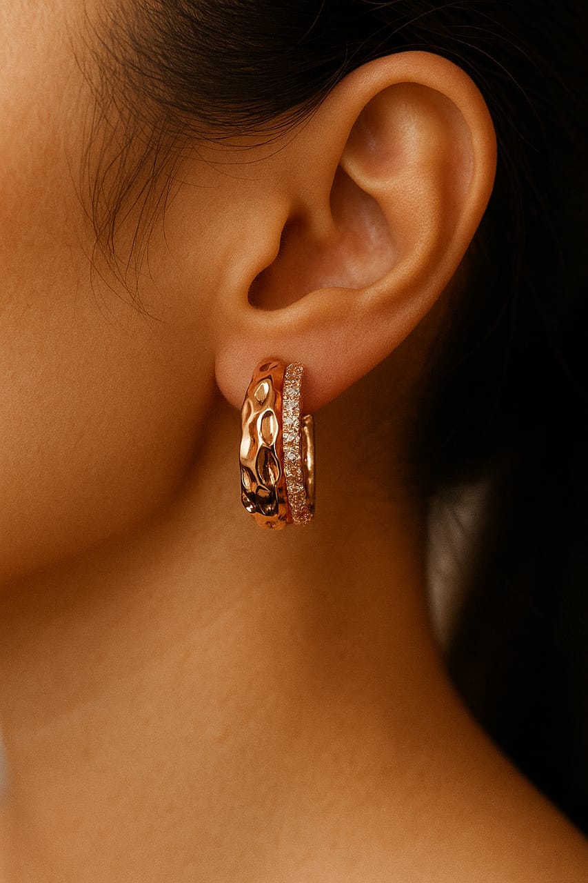 Gold-Tone Textured Hoop Earrings