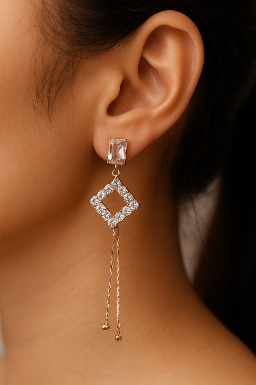 Geometric Crystal Drop Earrings