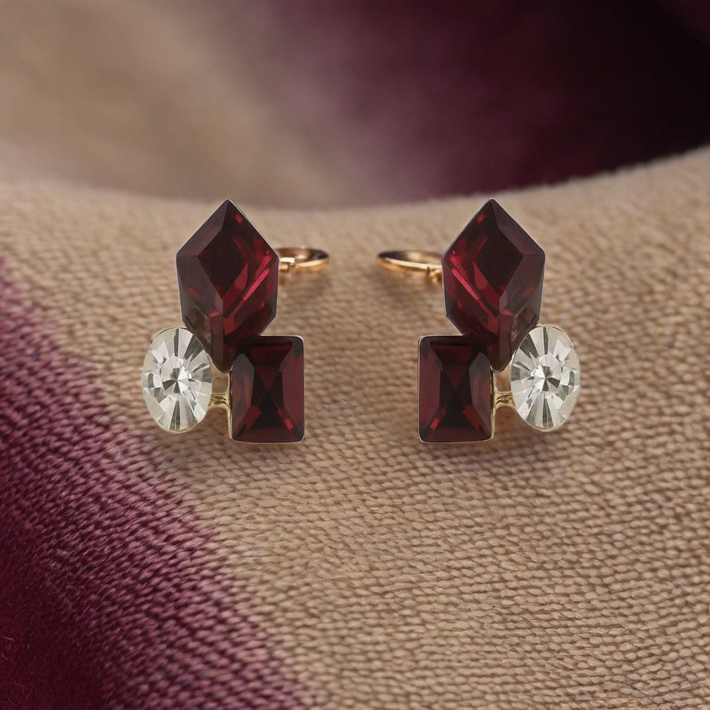 Elegant Ruby and Crystal Earrings (NX)