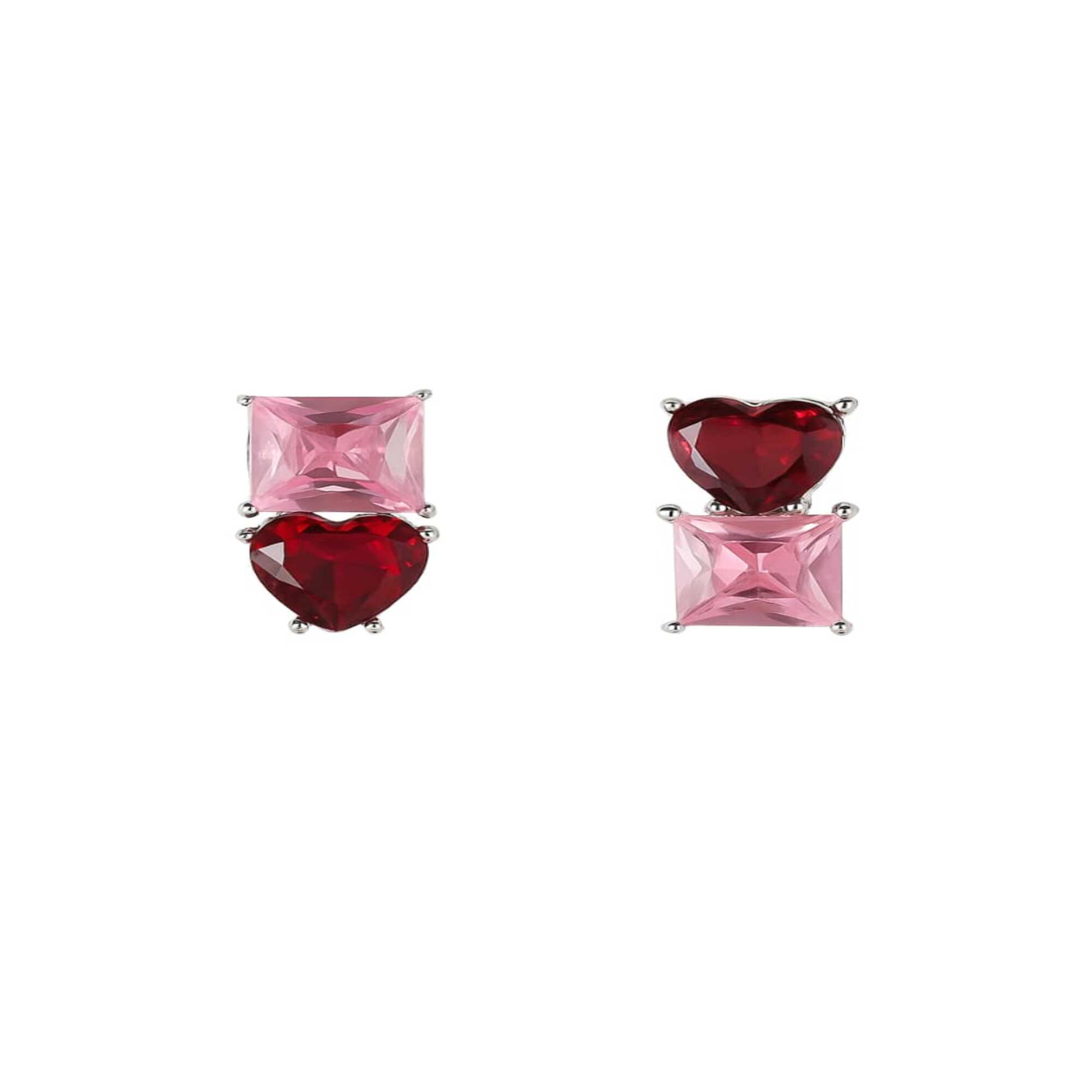 Pink and Red Gemstone Stud Earrings (NX)