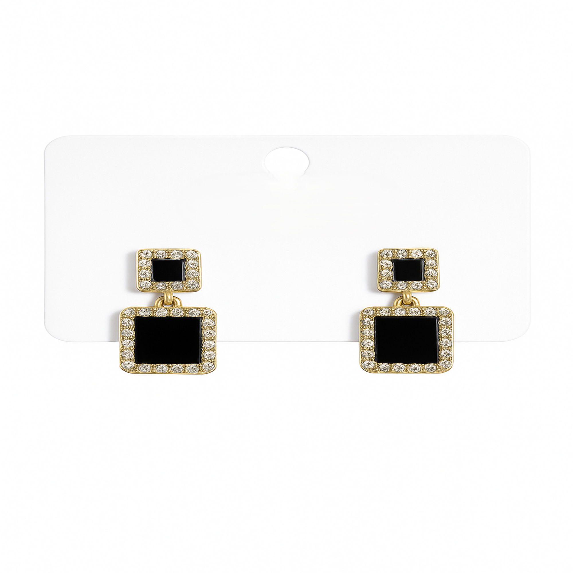 Elegant Black and Gold Square Earrings (NX)