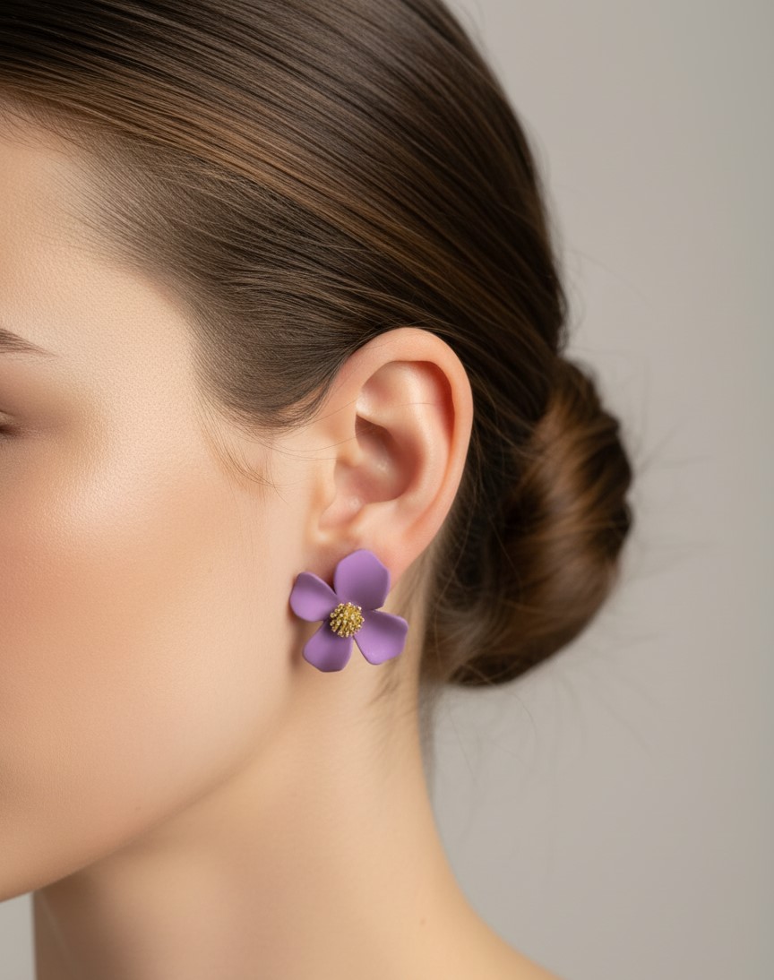 Purple Flower Stud Earrings (NX)