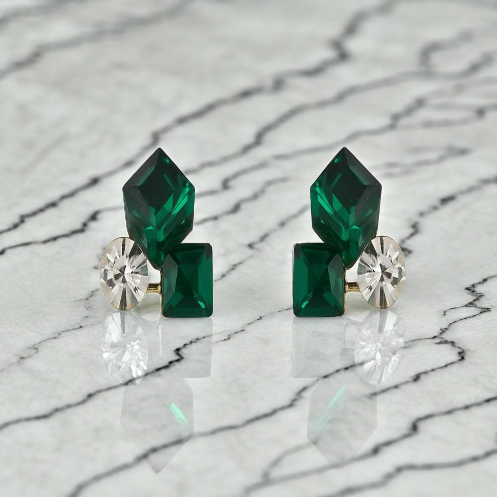 Emerald Green Geometric Earrings (NX)