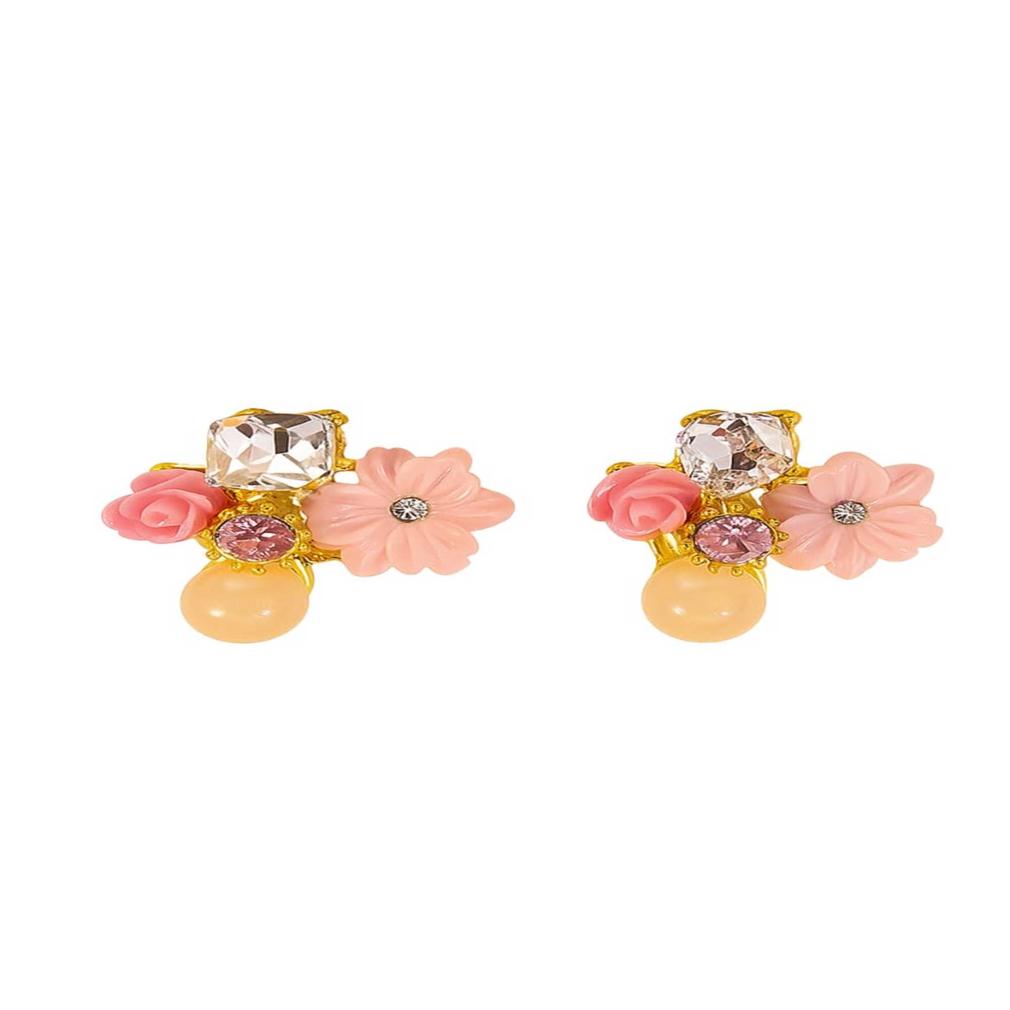 Floral Crystal Stud Earrings (NX)