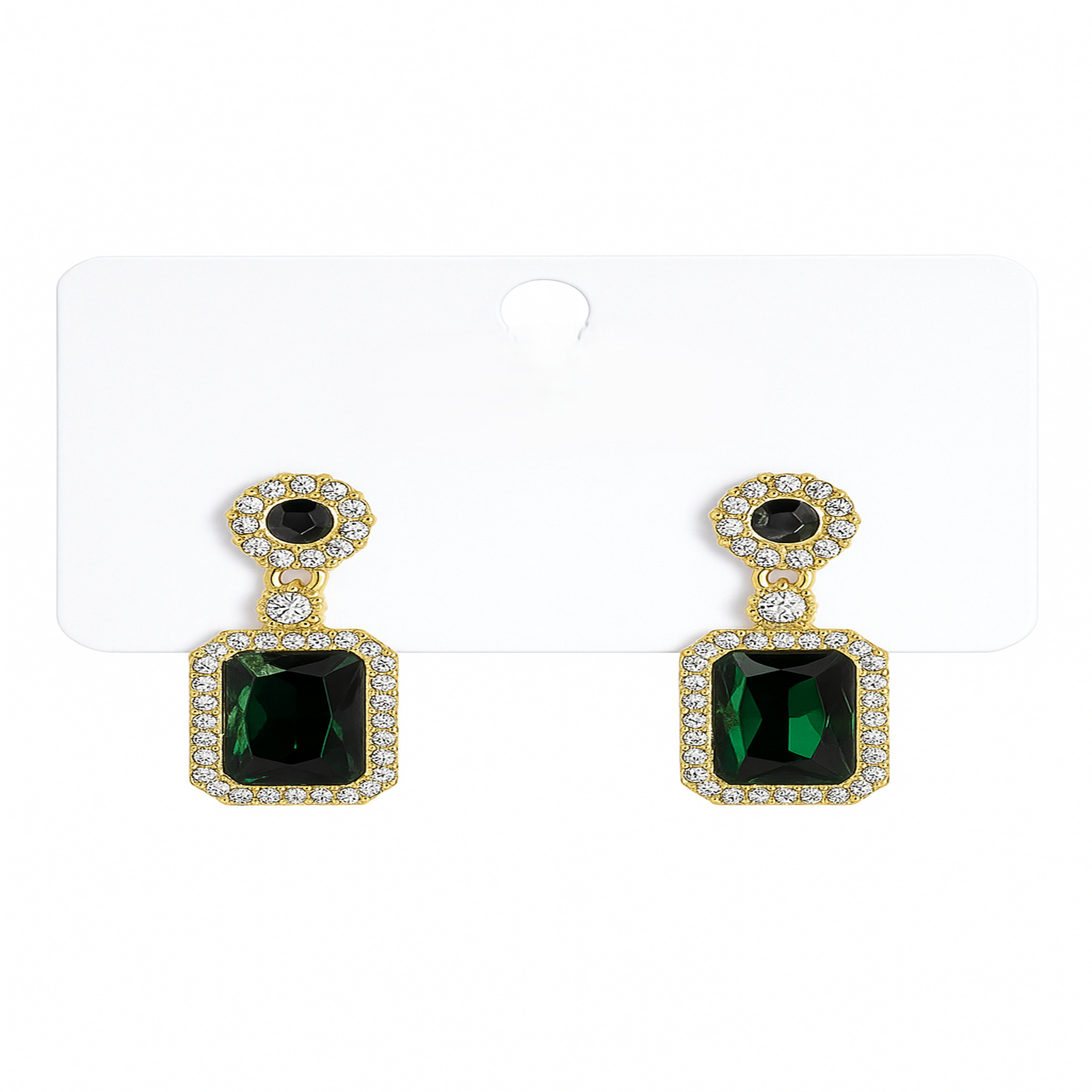 Emerald Green Gold-Plated Earrings (NX)