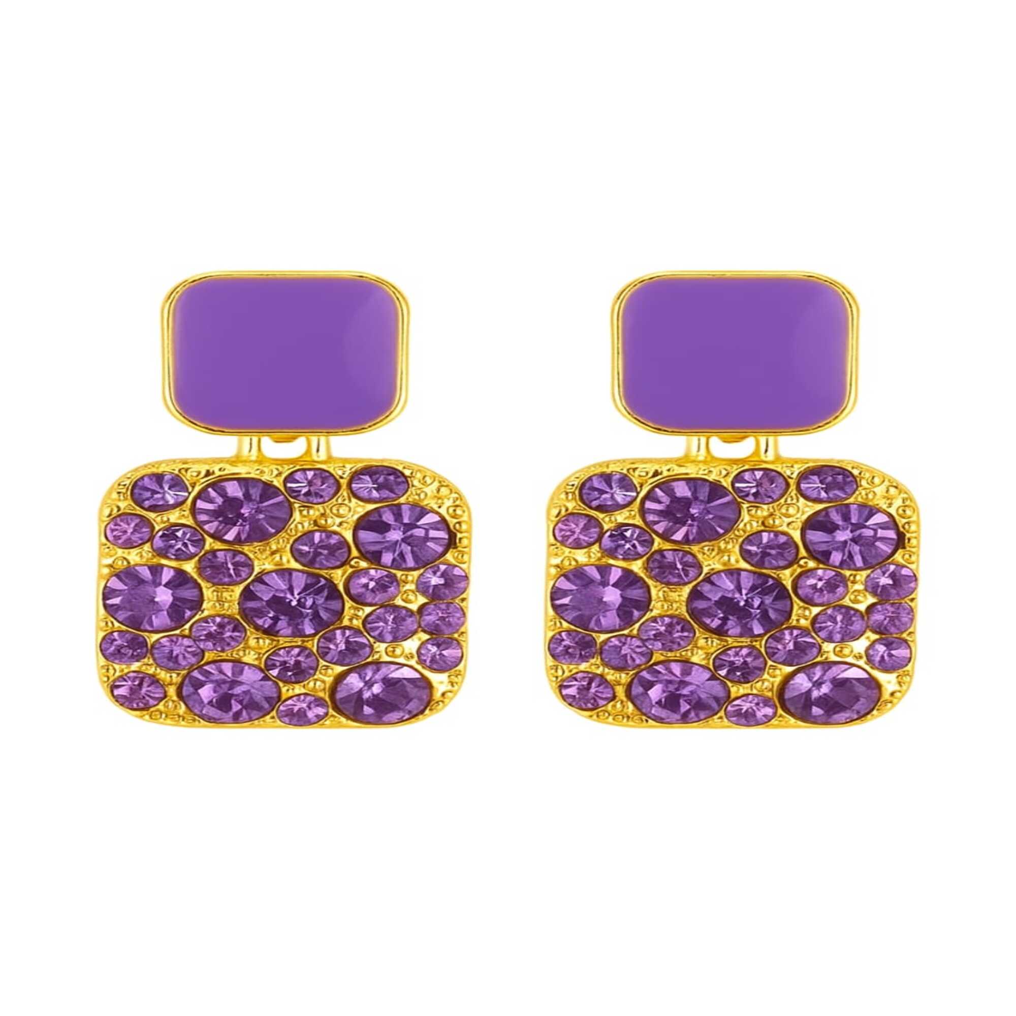 Purple Gemstone Statement Earrings (NX)