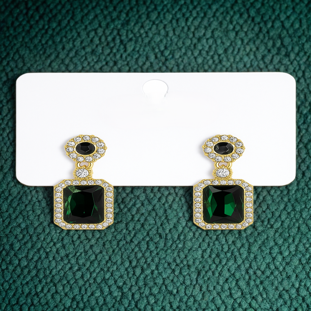 Emerald Green Gold-Plated Earrings (NX)