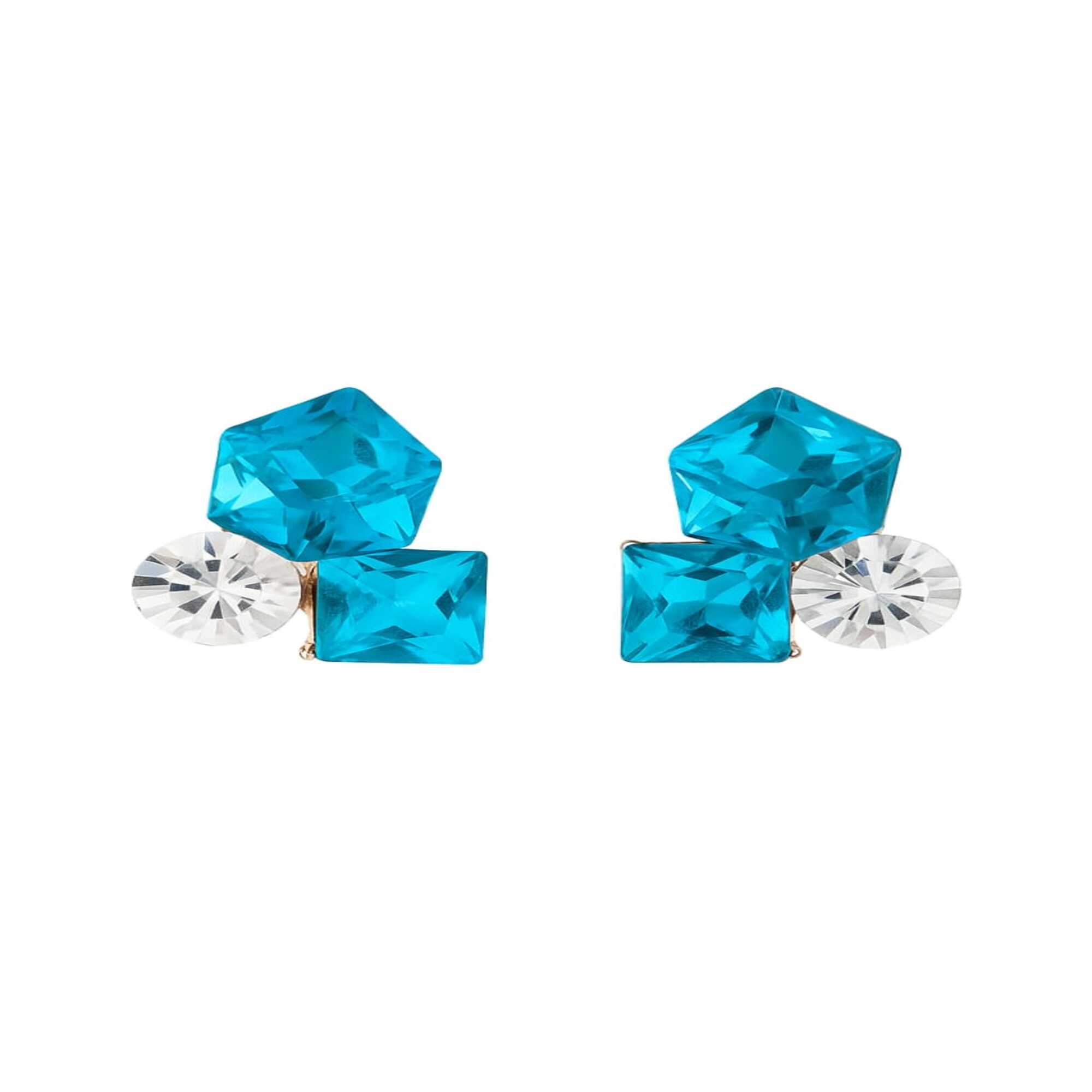 Blue and White Crystal Stud Earrings (NX)
