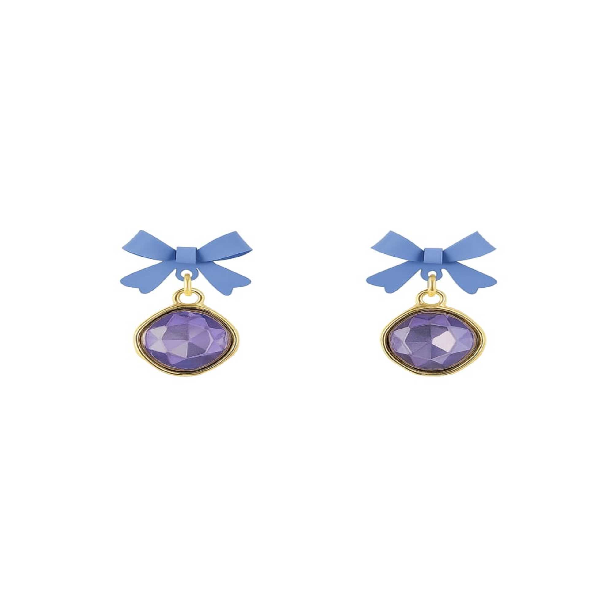 Purple Gemstone Bow Earrings (NX)