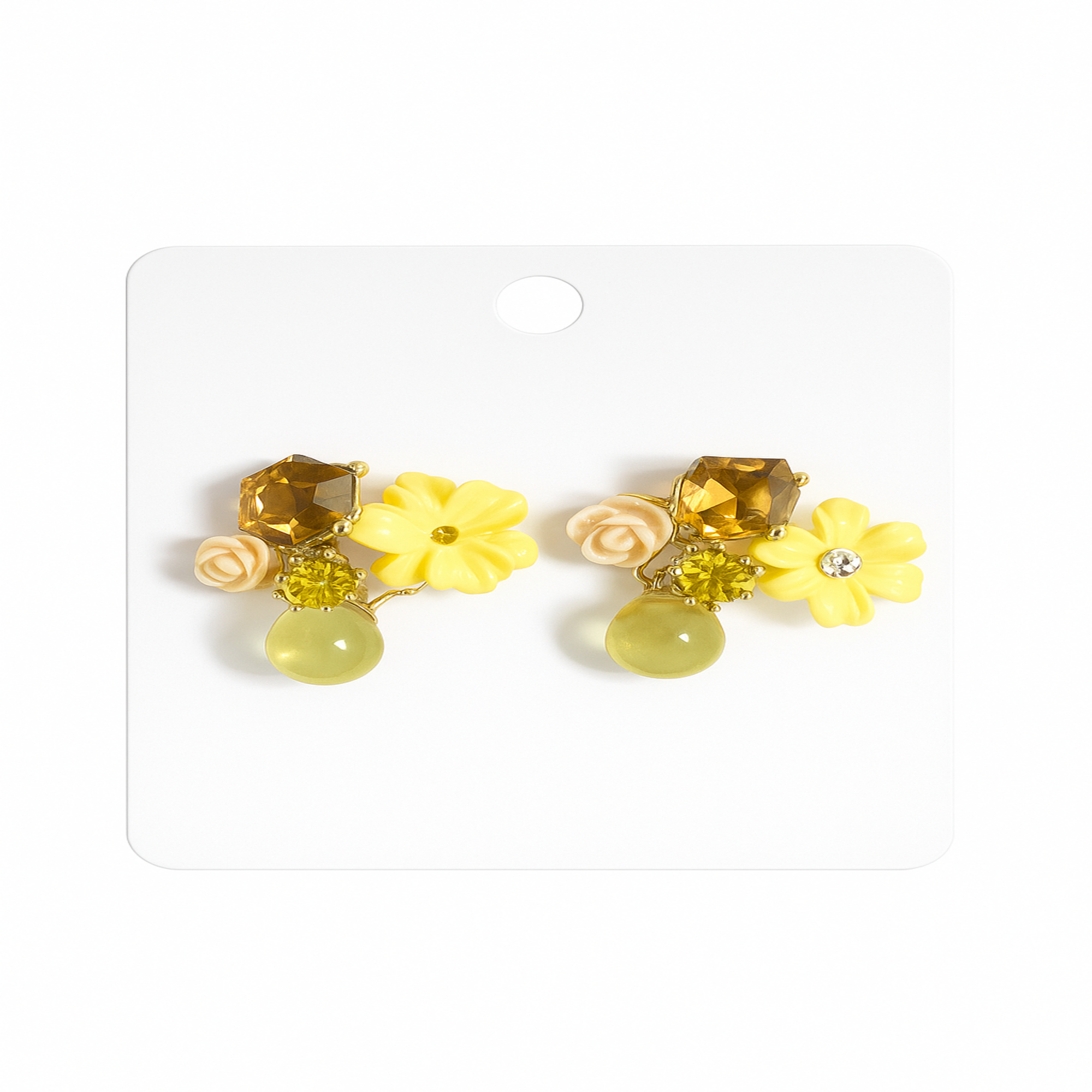 Yellow Flower Cluster Earrings (NX)