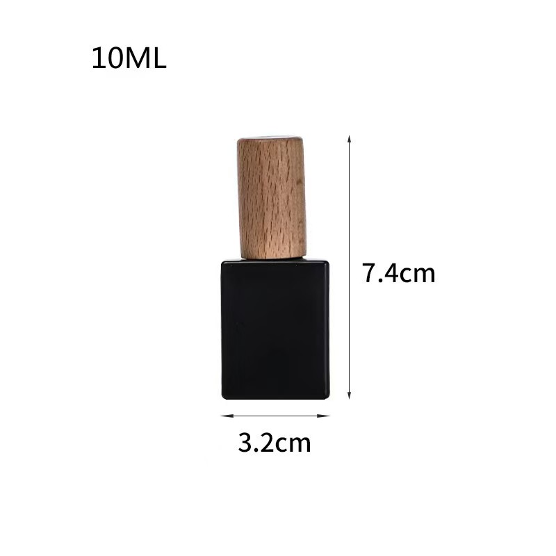 10ML Black Glass Bottle with Wooden Cap