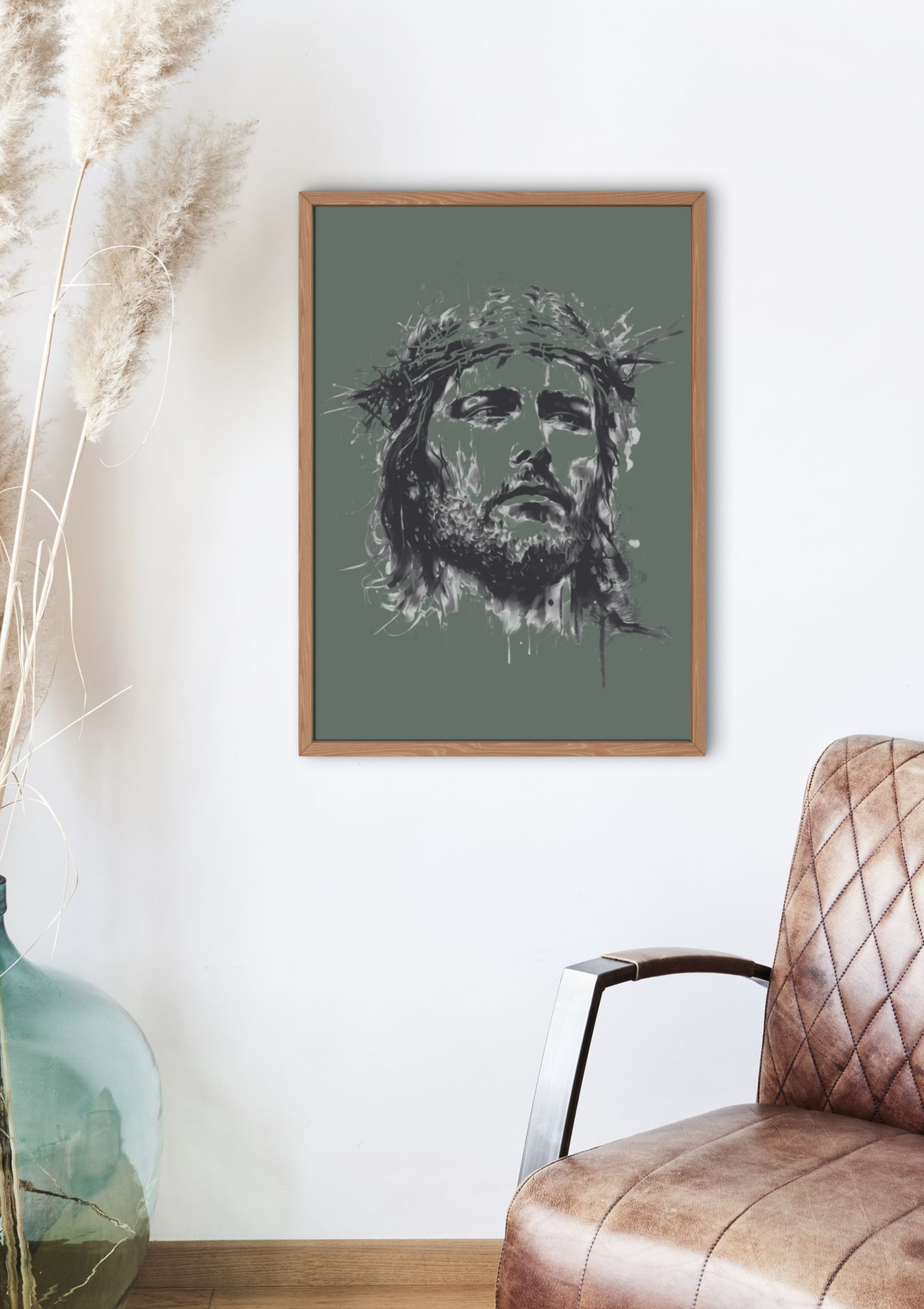 Winter Forest Crowned Jesus Art Print