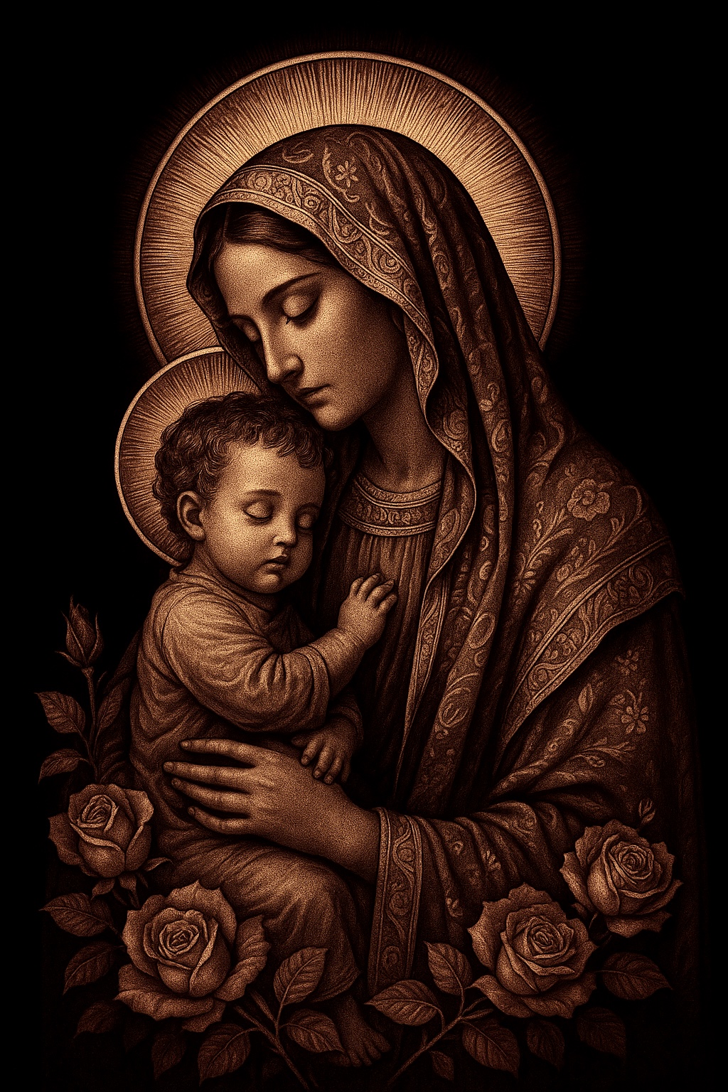 Religious Icon Art Print of Our Lady and the Child Jesus